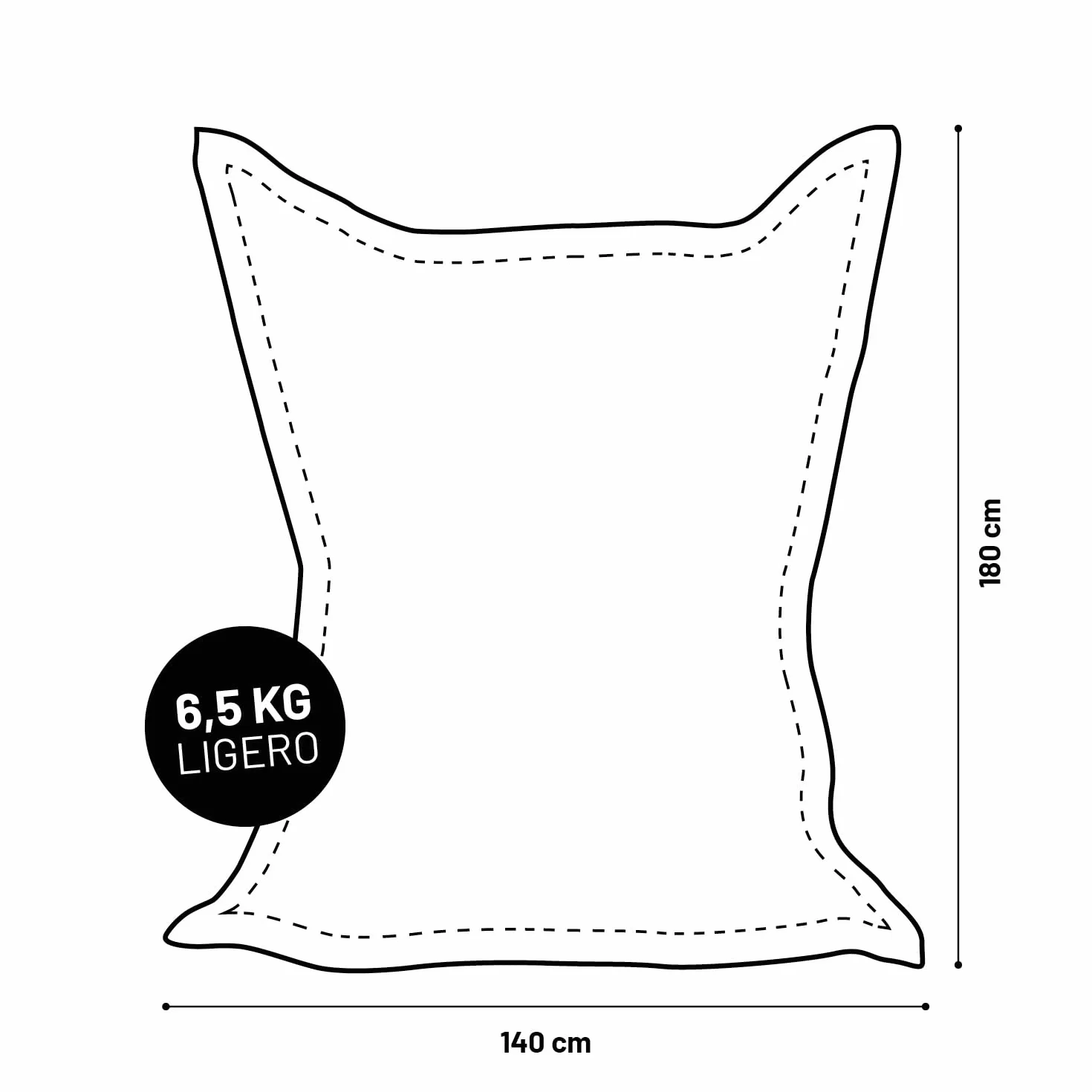 Lumaland - Puf gigante XXL, lavable, 140 x 180 cm, cojín, bolsa recargable, 380 l bolas EPS [azul oscuro]