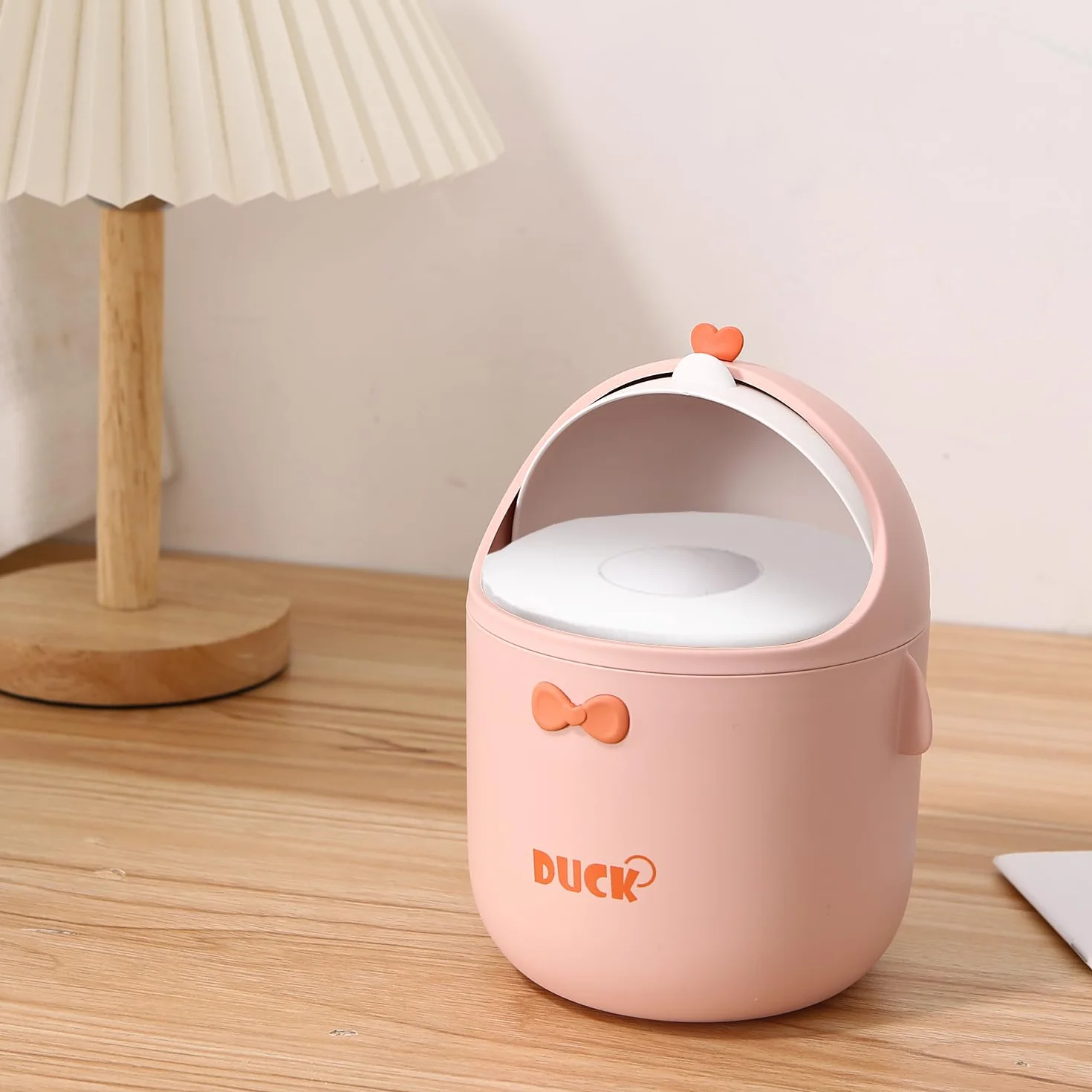 Huifoo Mini Cubo de Basura de Mesa con Tapa - Decoración Kawaii, Caja de Almacenamiento