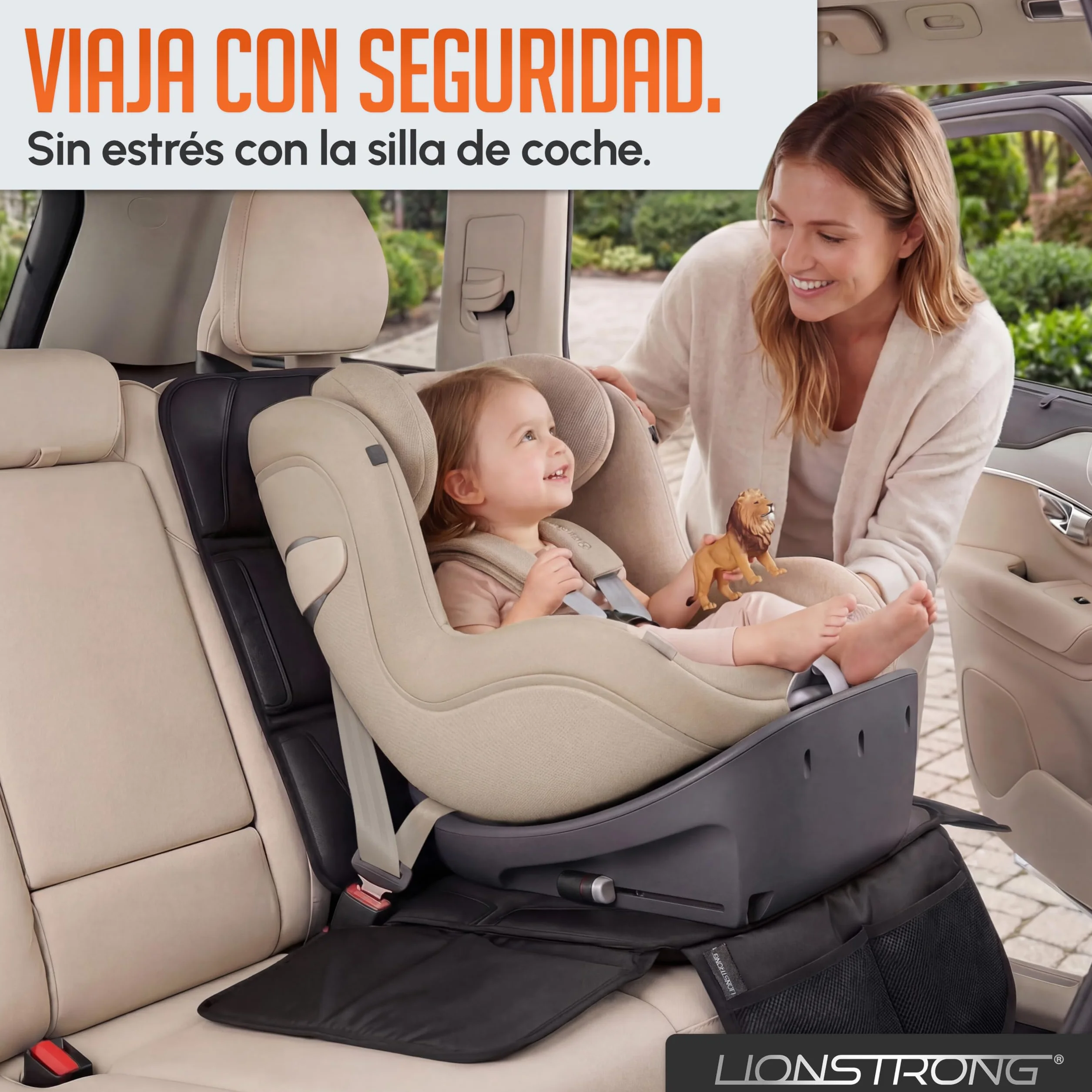LIONSTRONG - Protector seguro para asiento infantil - Protege tu coche - Fundas para sillas de coche - ISOFIX (negro)