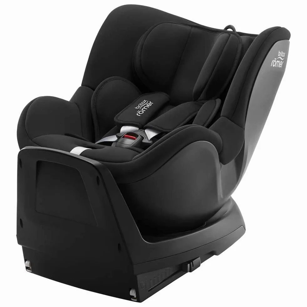 BRITAX RÖMER Silla de coche DUALFIX PLUS Giro de 360°, con reductor para recién nacidos y ISOFIX, niños de 40-105 cm (i-Size), de nacimiento hasta los 4 años, Space Black