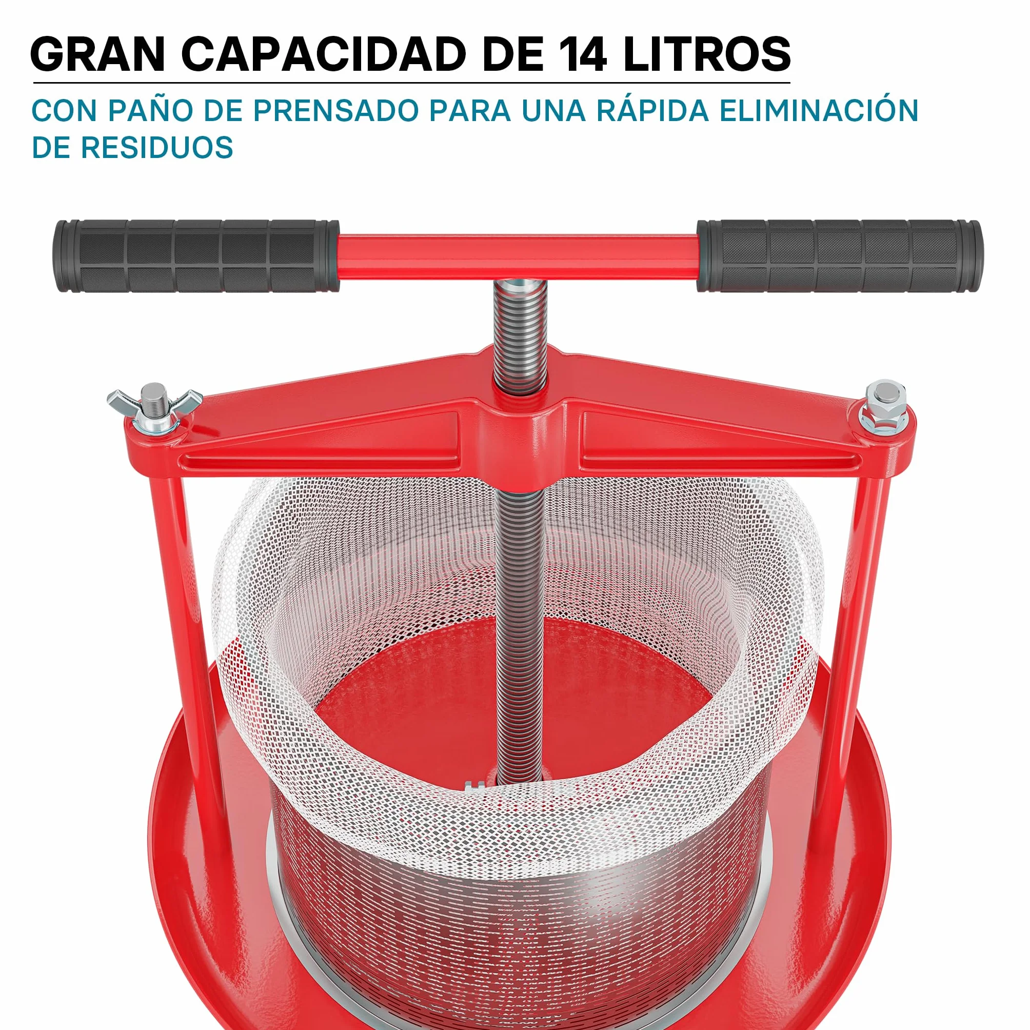 WilTec Prensa de Fruta de Acero Inoxidable Capacidad de 14 litros Prensa de husillo para Zumo Vino Sidra