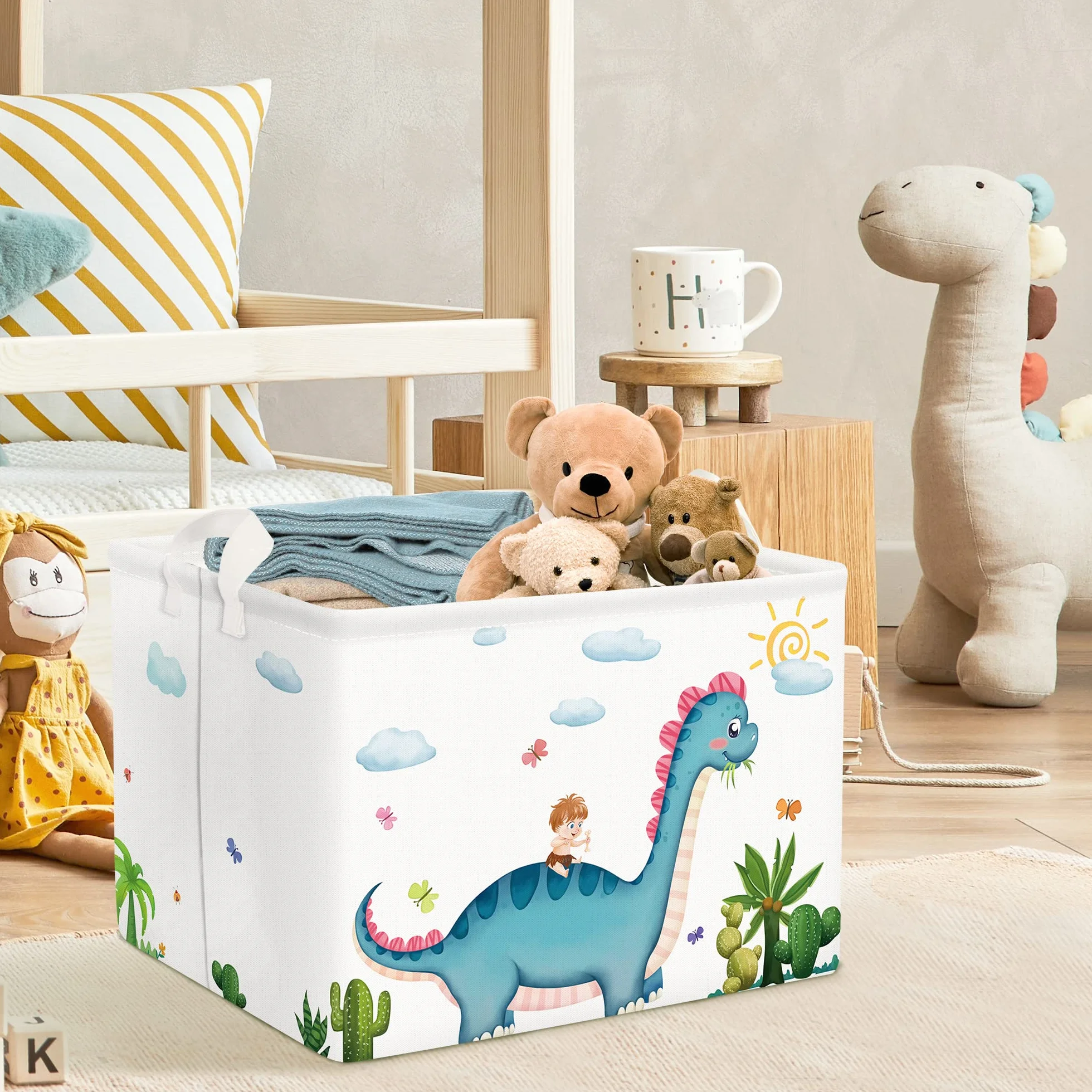 Clastyle Cajas de Almacenaje Cubo Dinosaurio Azul 36L para Habitación Infantil