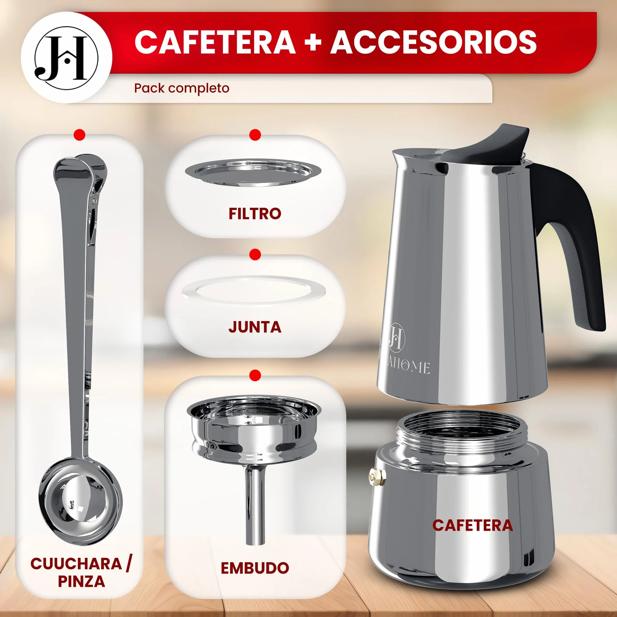 Set Café : Cafetera Italiana 12 Tazas - Compatible Inducción, Vitrocerámica y Gas | Cafetera Italiana Induccion | Cafetera Induccion Acero Inoxidable | Cafetera para Induccion (12 Tazas)