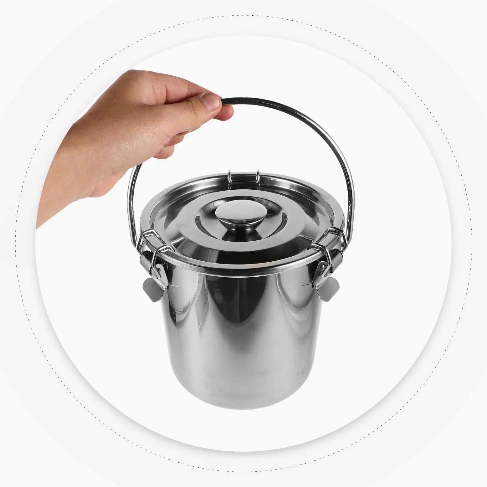 Depósito Acero Inoxidable Aceite con Tapa Hermética y Cierre Seguro, Cubo Sellado de Acero Inoxidable Adecuado para Almacenamiento Hogar y Viaje