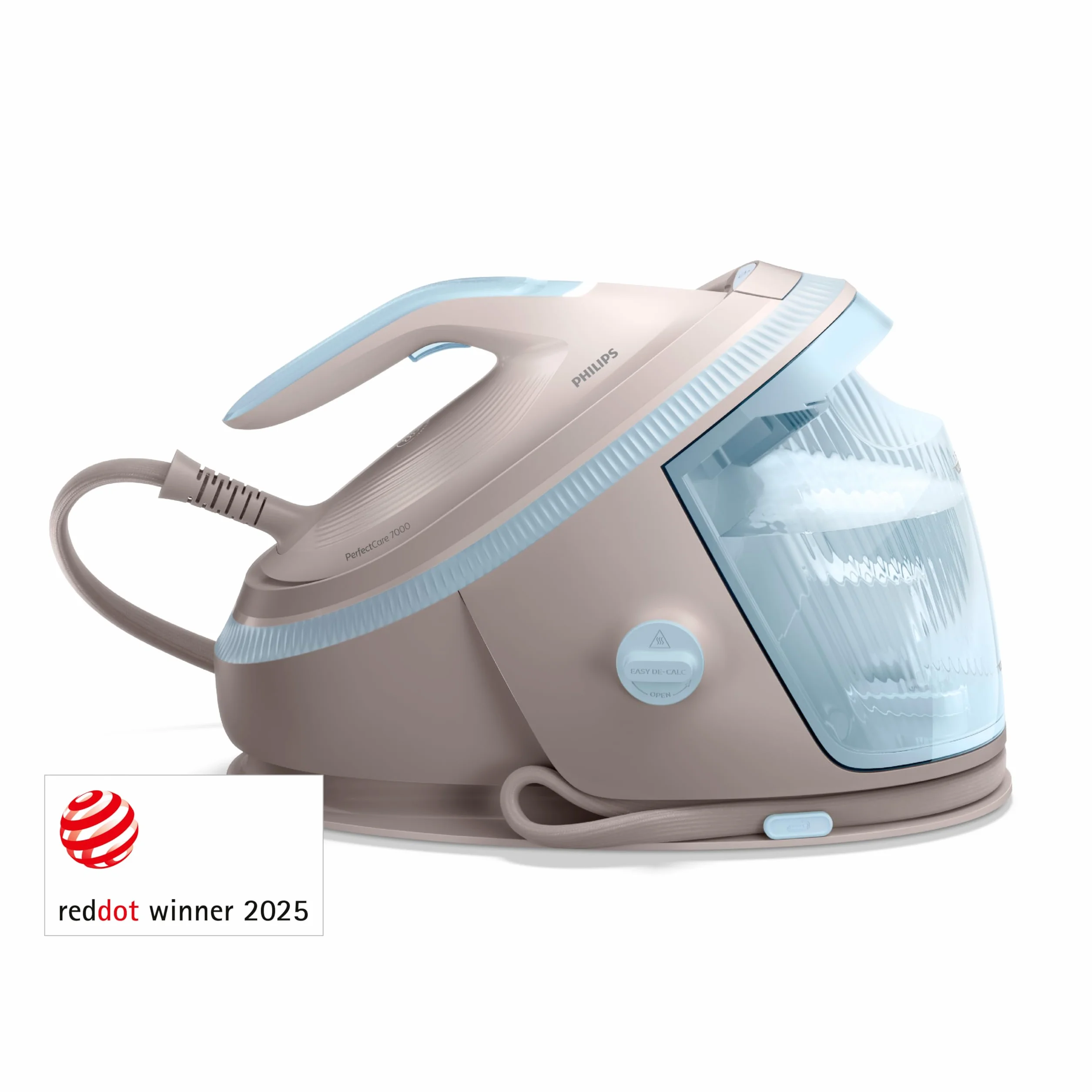 Philips PerfectCare Serie 7000 Centro de Planchado - Golpe de Vapor 600g, Presión 8,5 Bar, OptimalTEMP, Suela SteamGlide Elite, Depósito Extraíble 1,5L, Planchado Vertical, Easy De-Calc (PSG7200/60)