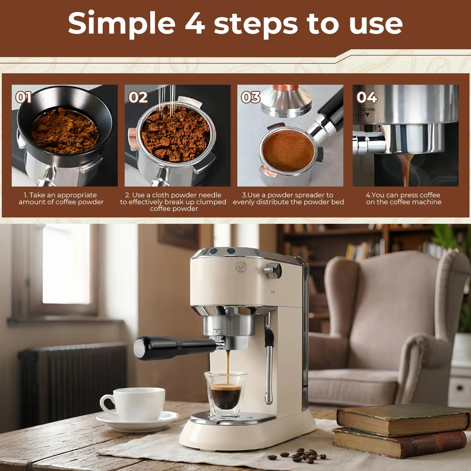 Portafiltro sin fondo de 51 mm con 3 Orejas Compatible con DeLonghi Dedica EC680/EC685/EC885, Portafiltro de Café con 2 Cesta de Filtro de Acero Inoxidable (Negro)