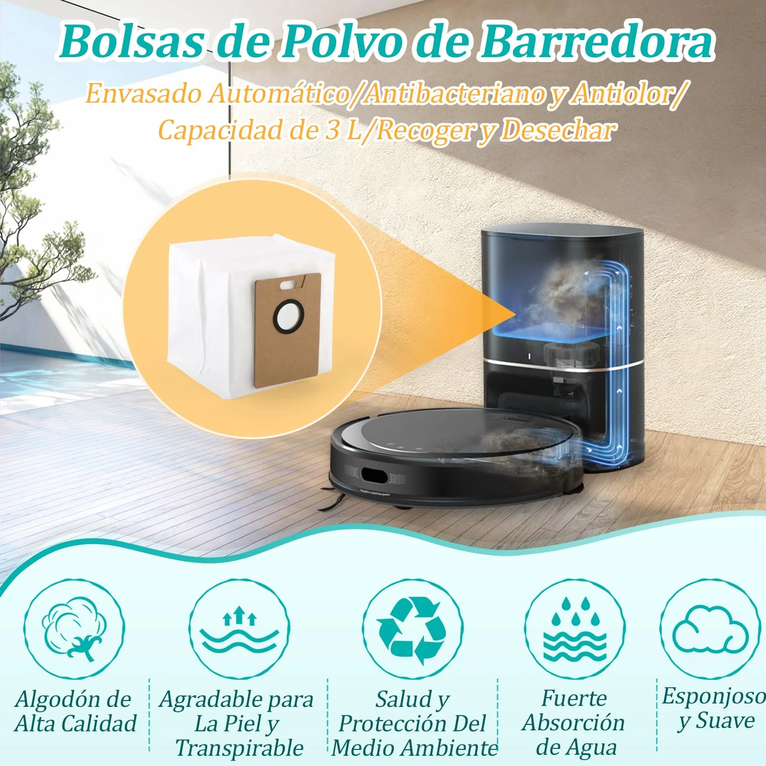 8 Bolsas de Polvo 4 Mopas de Fregado para Tapo RV30 Max Plus/ RV20 Max Plus Bolsas de Aspiradora Pano de Esfregona Accesorios