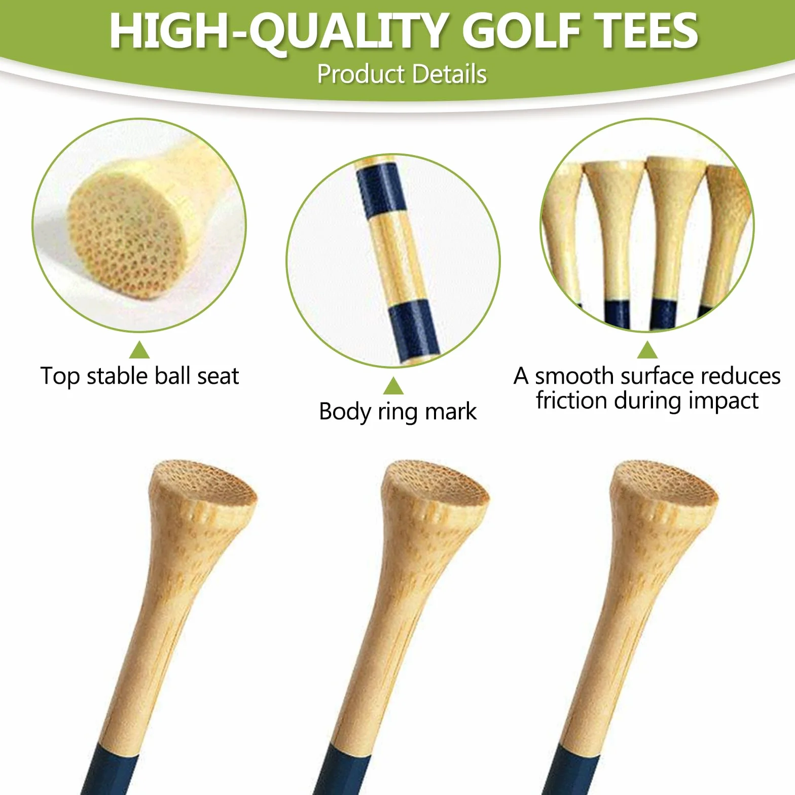 50 Pezzi Golf Tees 83 mm Madera Camiseta Larga Sostenibles Accesorios Golf Práctica Juego