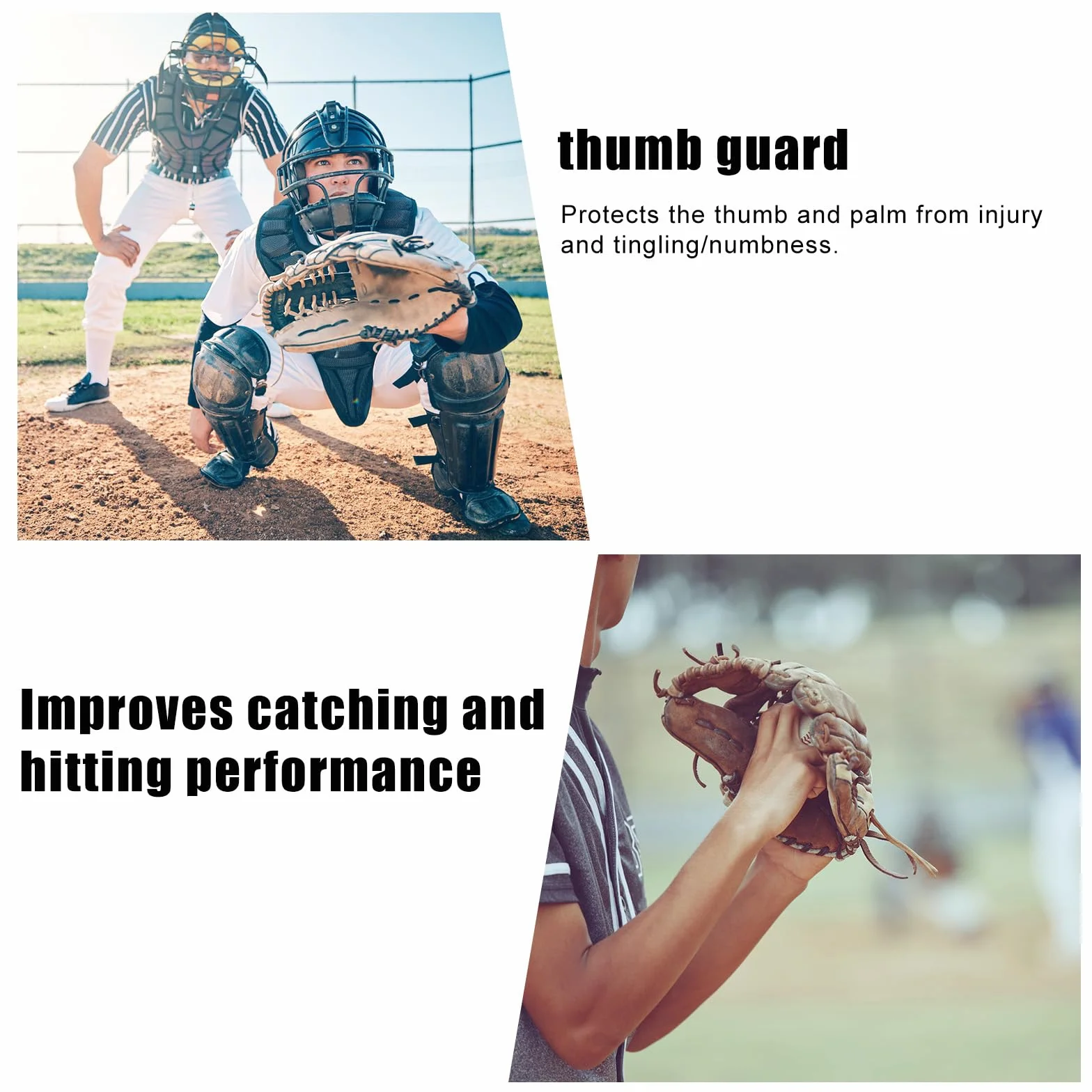 Protector de Pulgar para Receptor de Béisbol y Sóftbol, Protector Silicona para Entrenamiento Recepción Pulgar (Talla M)