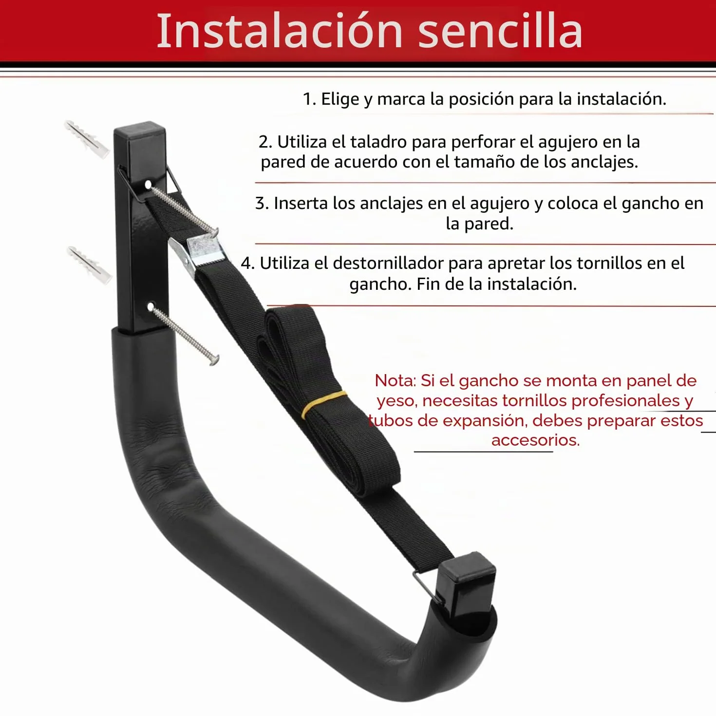 Ganchos de almacenamiento para kayak 38 cm estante de pared colgador de tabla de surf resistente carga máxima 68 kg