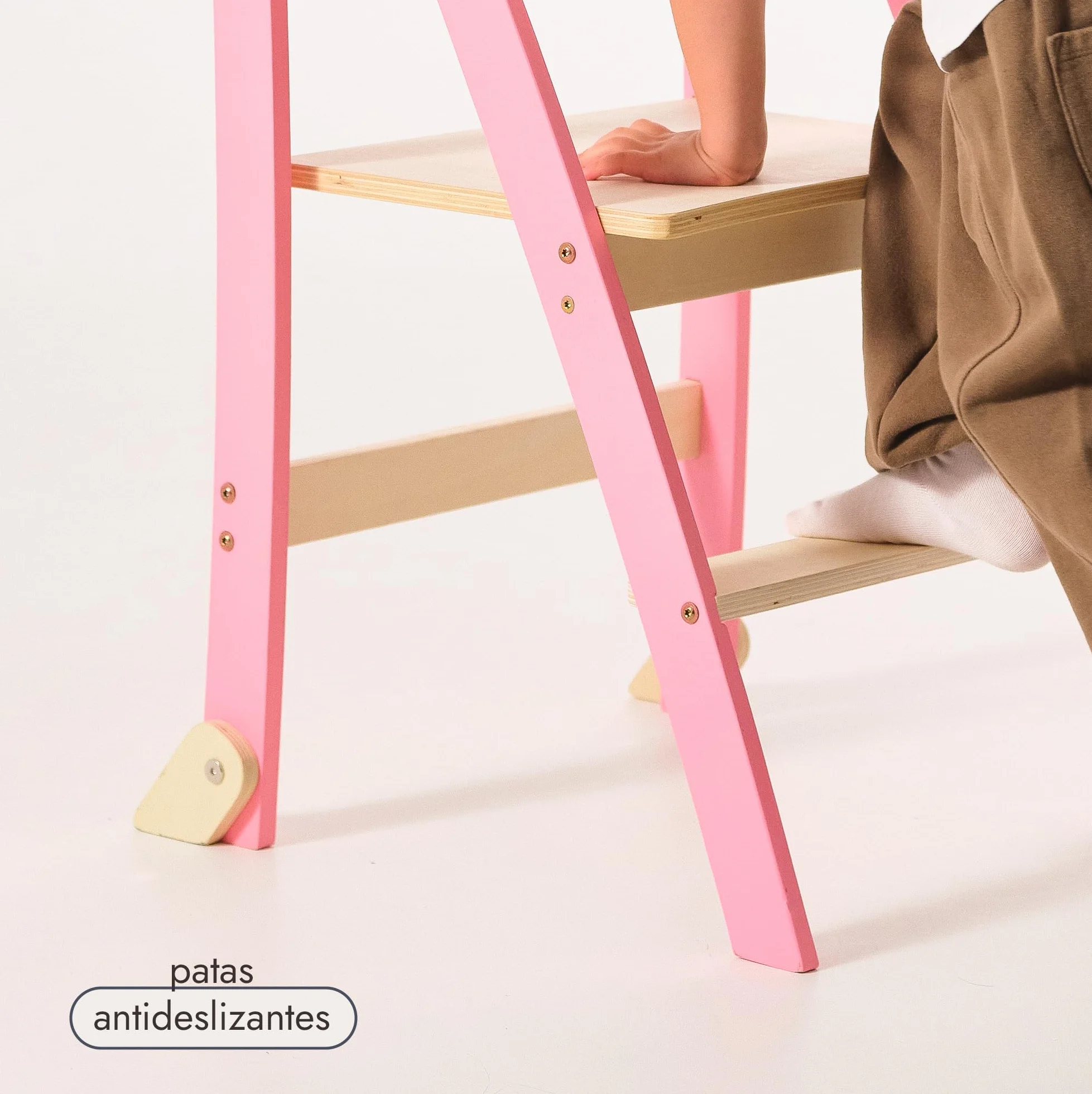 Montessori Escalera de madera plegable para niños con protección de inclinación