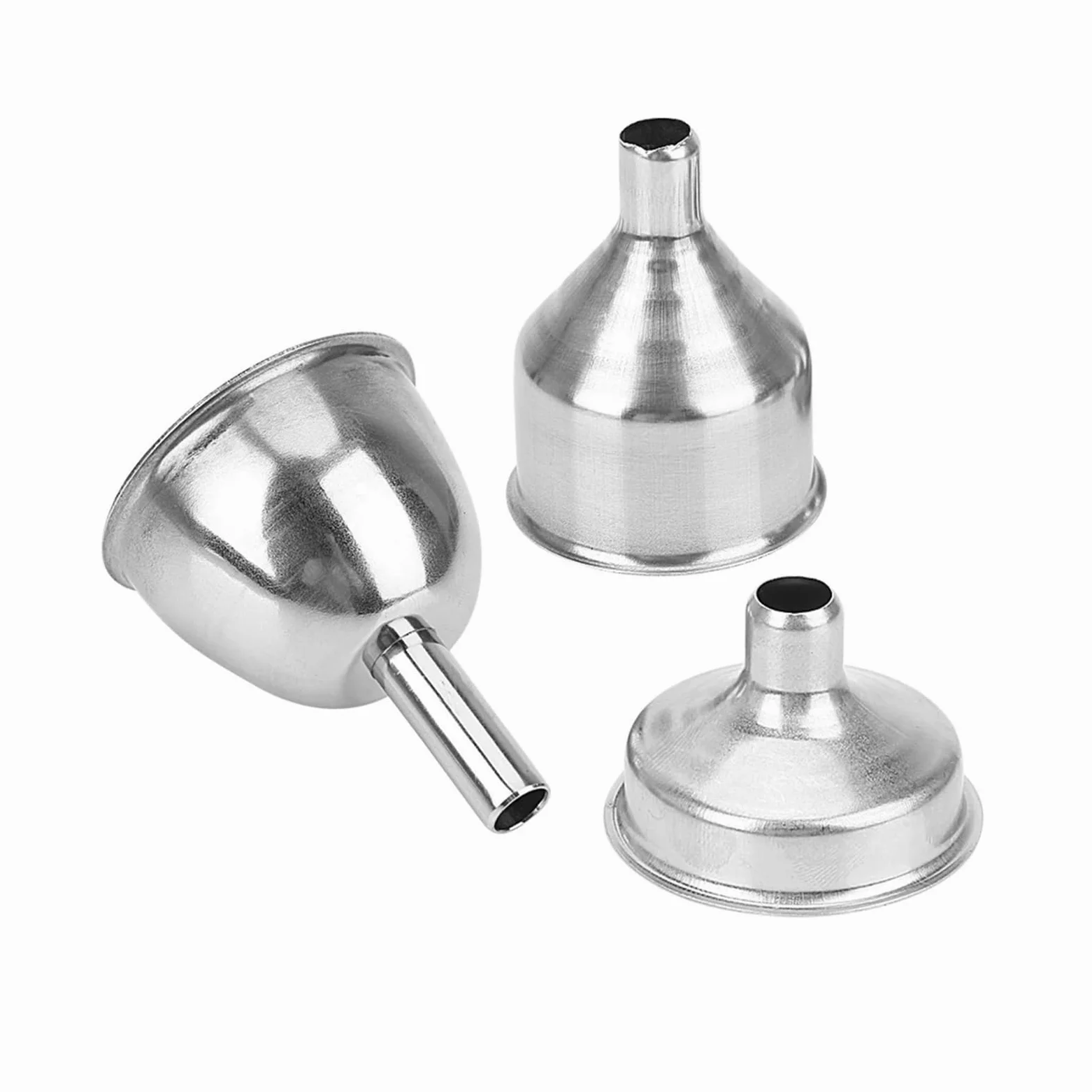 Embudos de cocina, embudos, embudos metálicos pequeños, embudos de boca pequeña for llenar petacas, botellas de boca estrecha, mini embudo de acero inoxidable for botellas de vino.(Largeac 3.8 Cm)