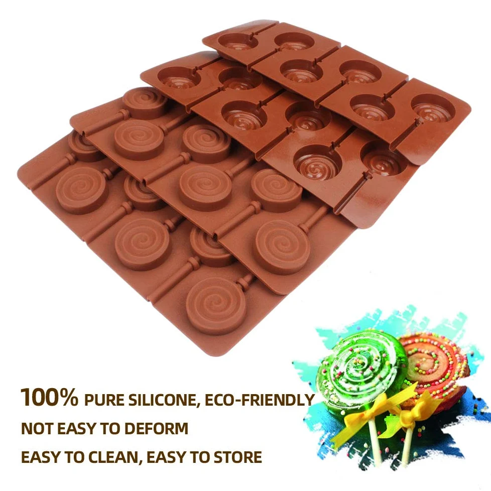 Molde redondo de silicona para decoración de pasteles de chocolate con 24 varillas reutilizables, forma de remolino, juego de 4