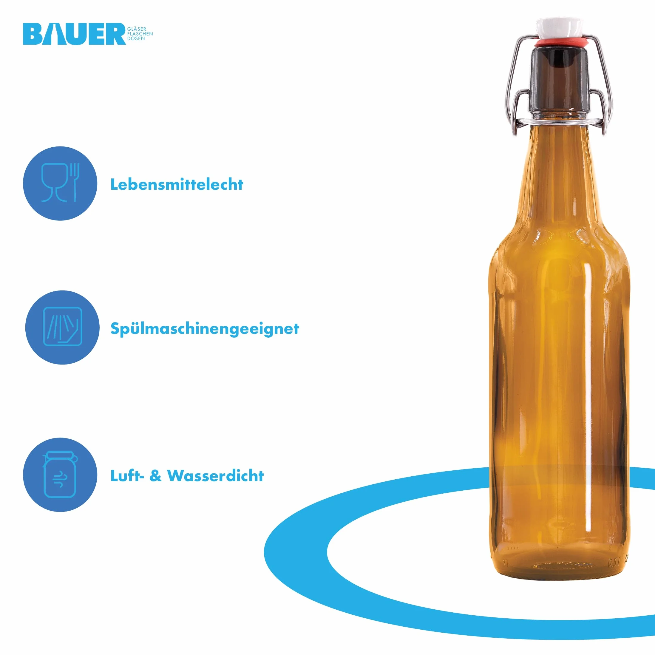 6 botellas de cerveza de 500 ml, color marrón, incluye tapón a juego – 6 botellas de cristal de 500 ml, perfectas como botellas de 500 ml, botellas de licor de 500 ml.