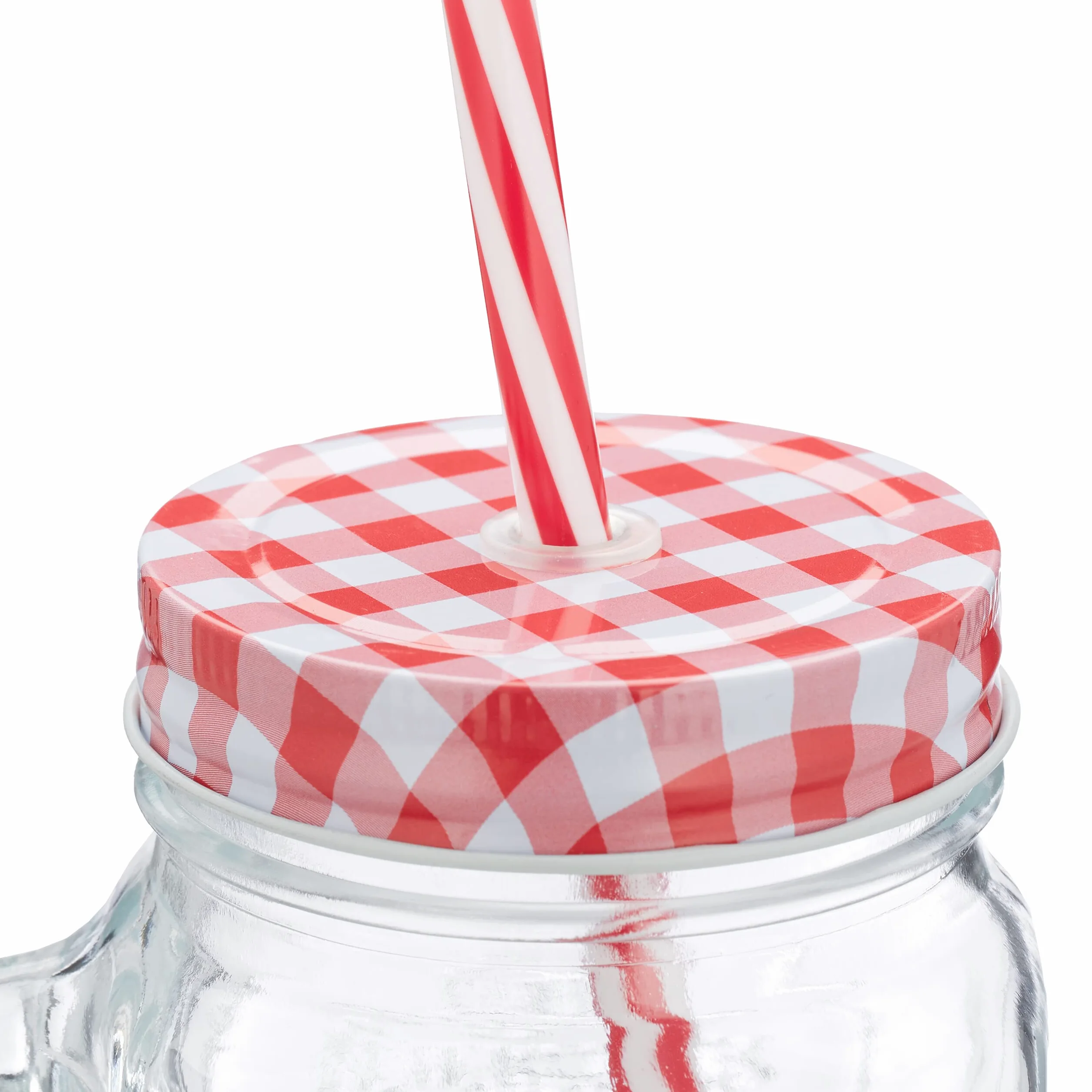Relaxdays Jarras con Tapa y Pajita, Set de 10 Jarritas Limonada, 500 ml, Vasos Retro Veraniegos con Asa, Multicolor