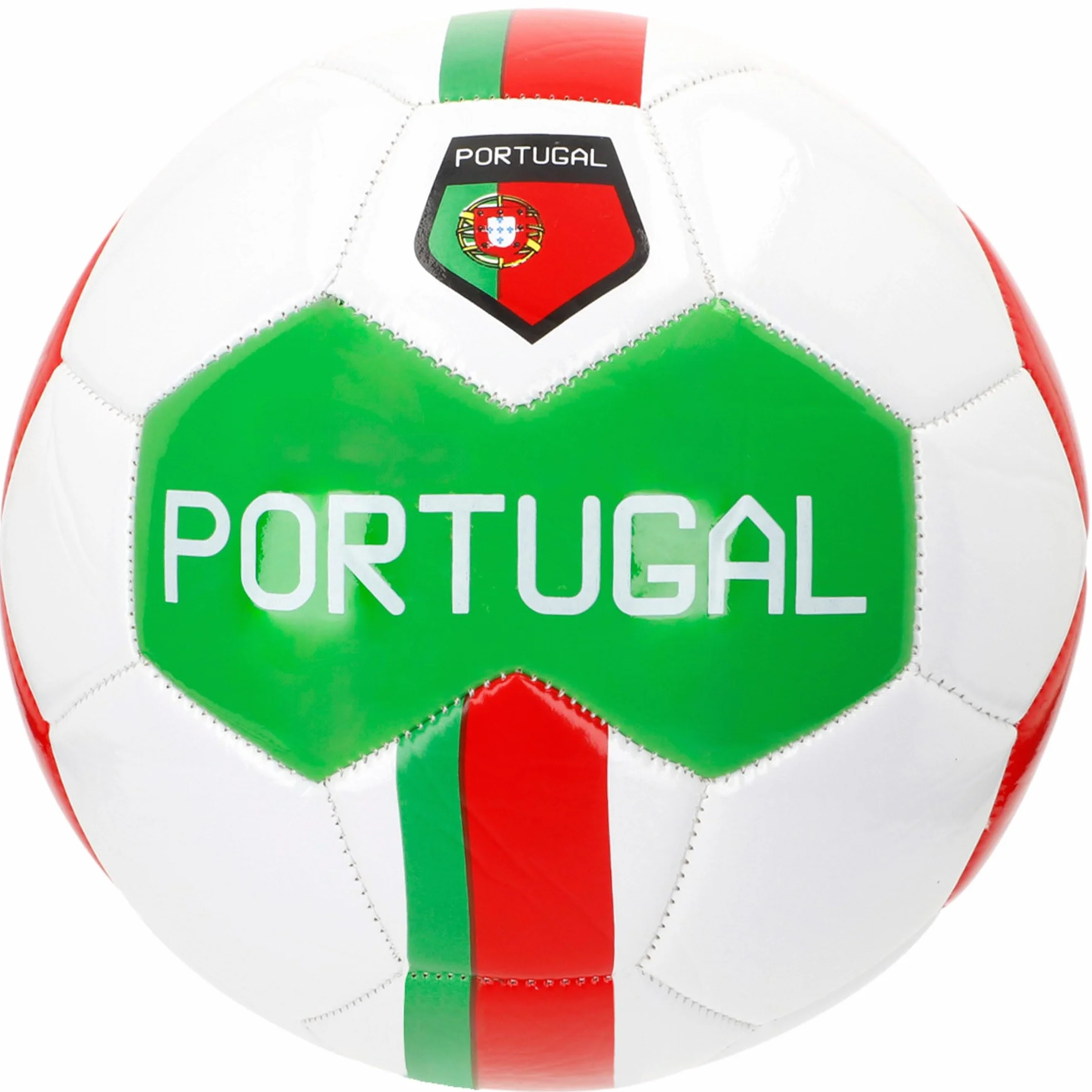 AKTIVE Balón de fútbol Portugal Talla 5 PVC 2.7 mm 410 g Diseño Oficial Verde Blanco Rojo