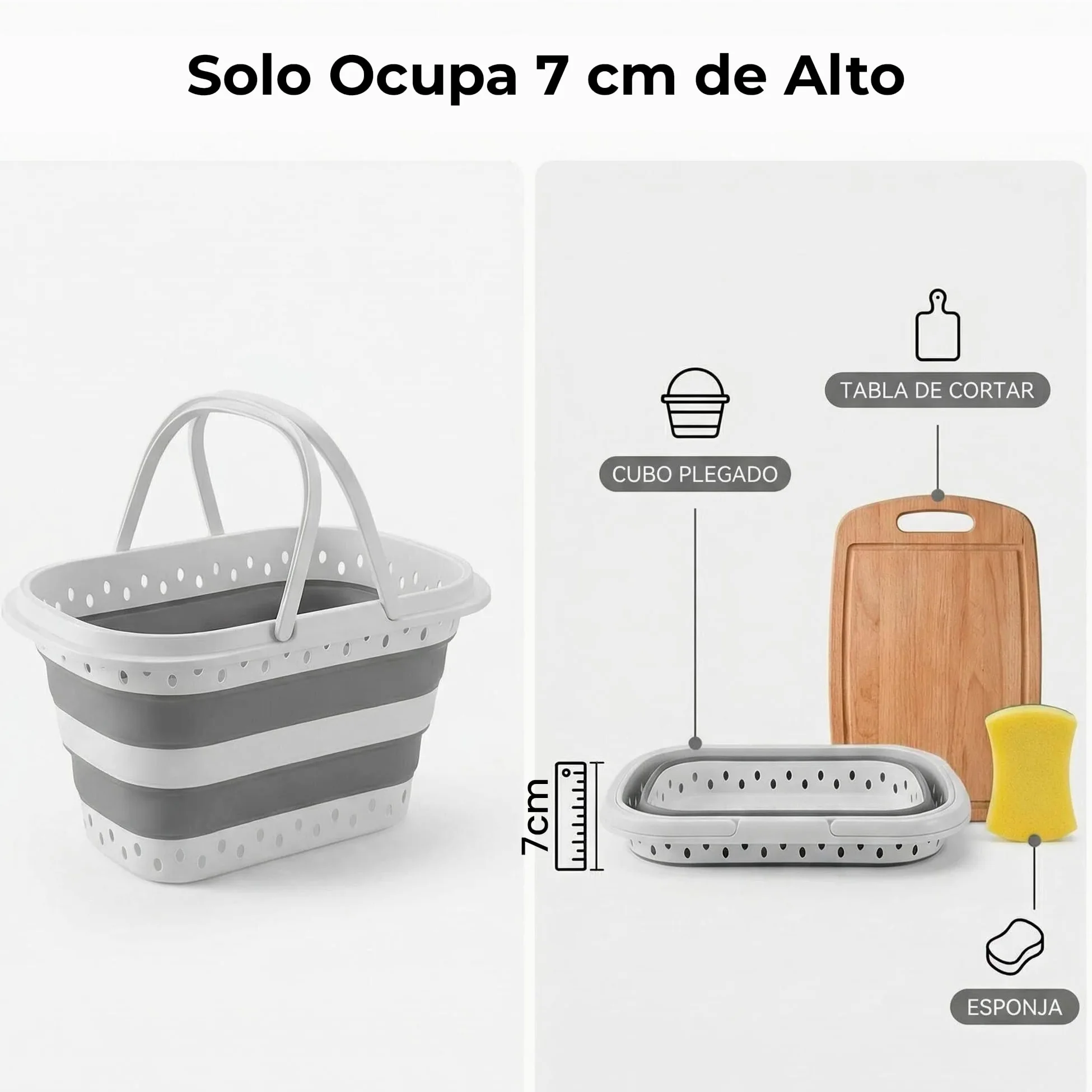 Cesto Plegable de Colada 32L CIA&CO, Cesta de Ropa Plegable de Silicona con Asas, Compacta y Portátil, Ahorra Espacio, para Lavandería, Camping, Cocina, Fregadero y Limpieza