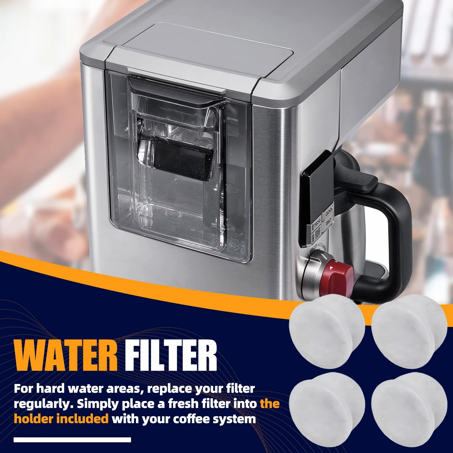 Paquete de 10 cápsulas de filtro de agua para cafetera Wolf Gourmet, filtro de carbón activado de repuesto para WGCM100S, WGCM110S, WGCM120S, compatible con cafetera Wolf Gourmet