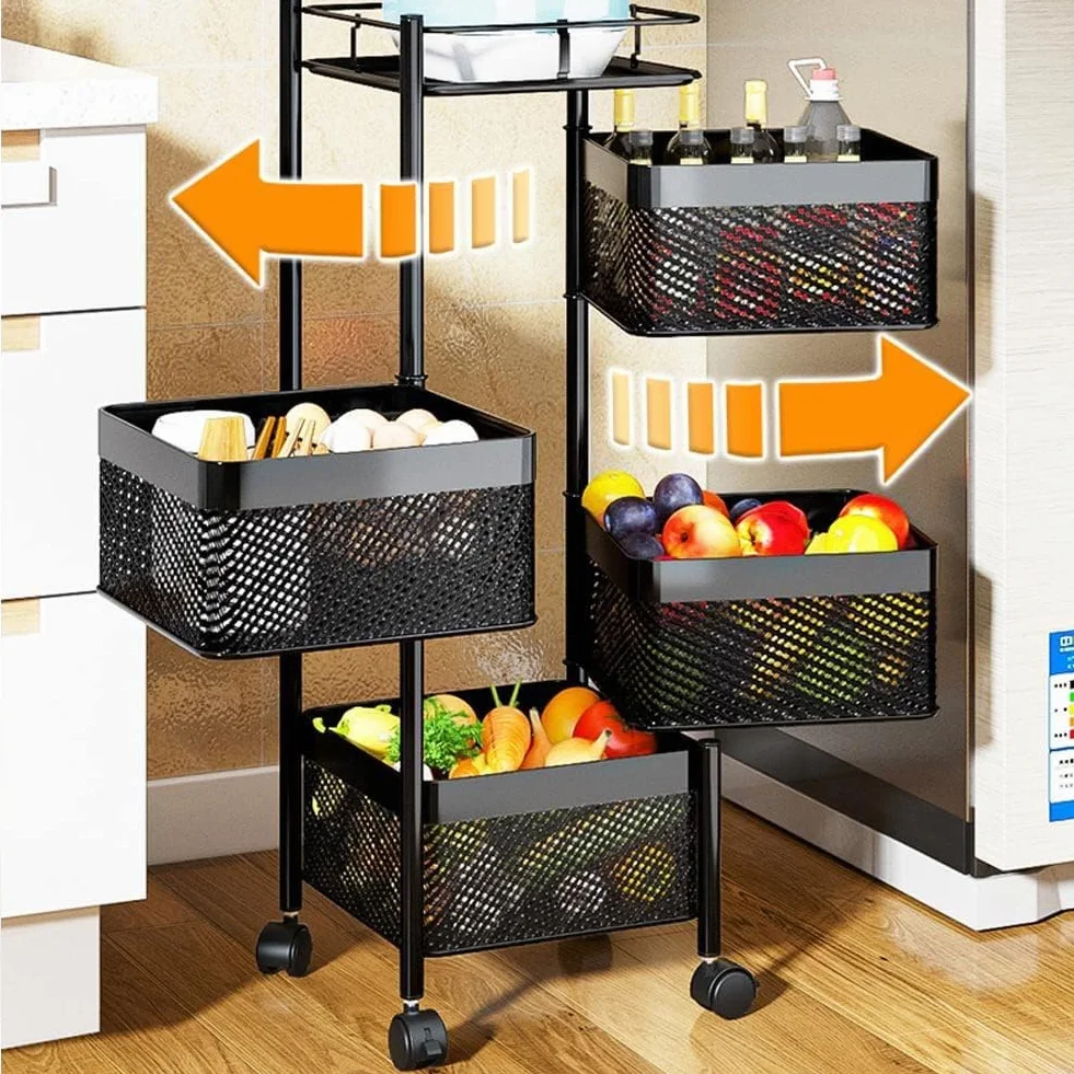 All Home Basics Carrito Auxiliar con Ruedas - Carrito Cocina Gran Capacidad - Carro Cocina - Verdulero Cocina - Fruteros de Cocina - Carrito de Cocina - Carrito baño - Carrito Verdulero para Cocina