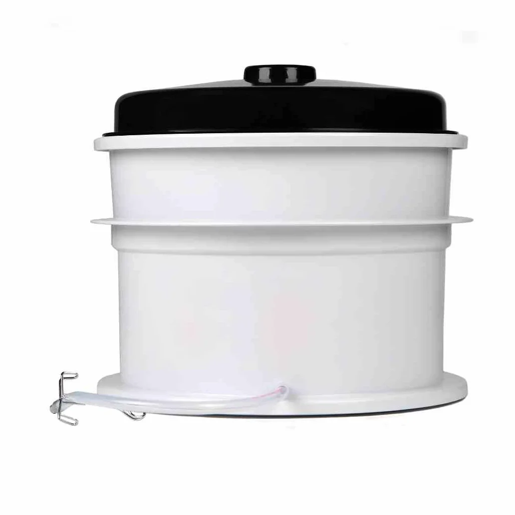 Rodri, ganadora de jugo, accesorio de exprimidor para conservar de 35 cm Ø, con tapa, contenedor de recolección de jugo hecho de plástico robusto, canasta de frutas con juego de mangueras, blanco