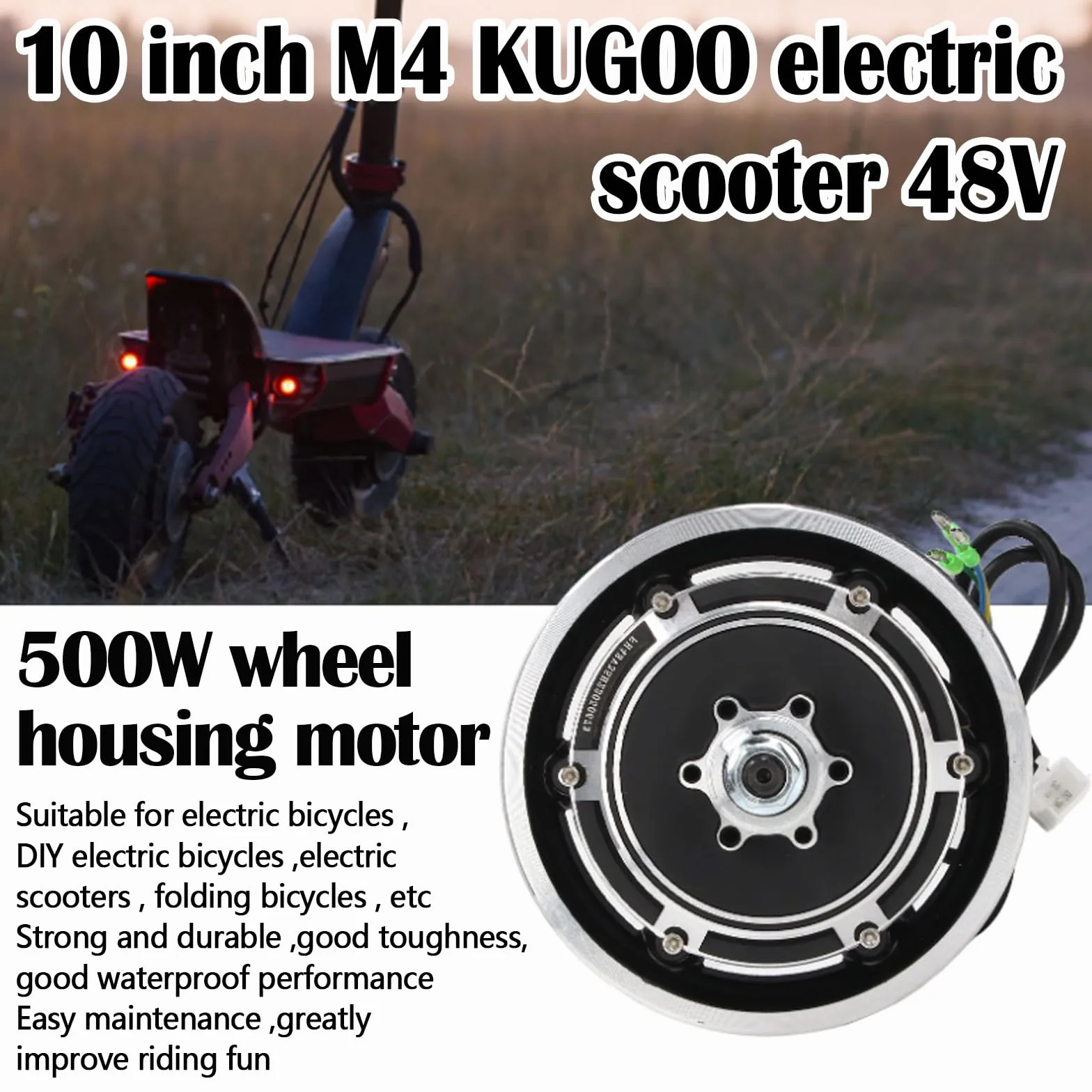 Motor de Cubo de Rueda 10 Pulgadas 48V 500W para Patinete Eléctrico Kugoo M4/M4 Pro