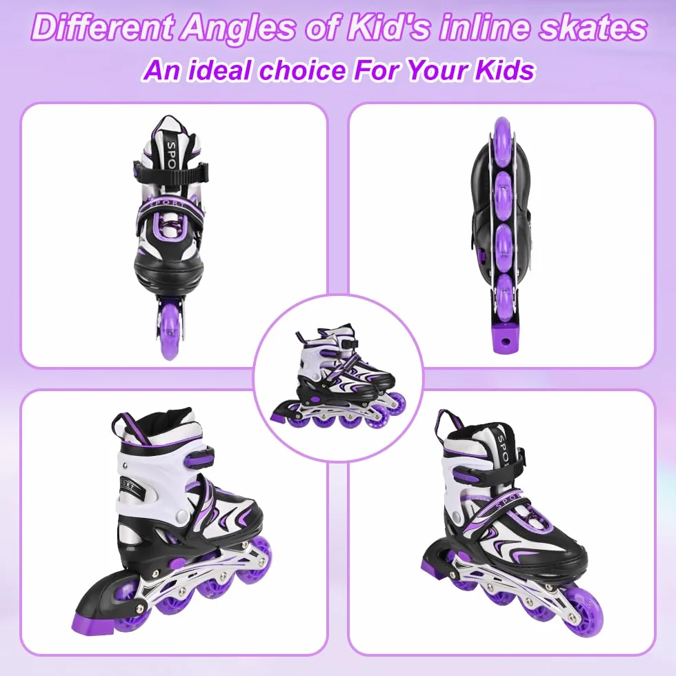Patines en línea Ajustables para niños y niñas, Patines en línea para niños, Patines en línea para niñas y niños para Uso en Interiores y Exteriores
