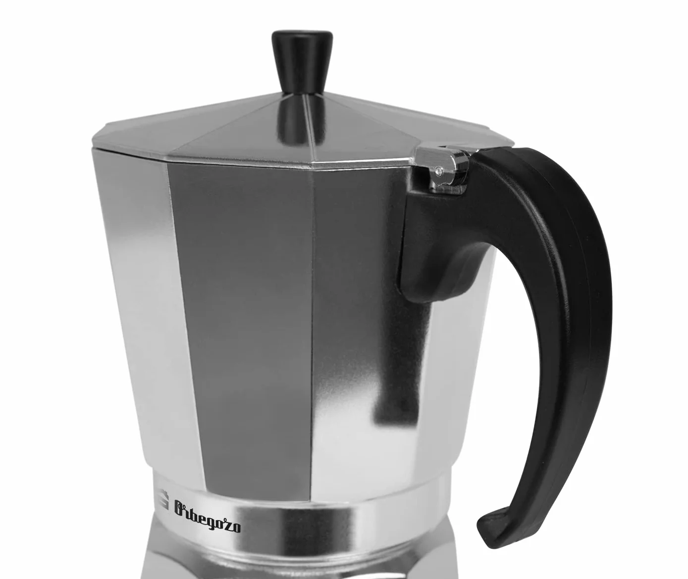 Orbegozo KF 1200, Cafetera Italiana de Aluminio, 12 Tazas, Mango Ergonómico, Apta para Cocinas de Gas, Eléctricas y de Vitrocerámica, Válvula de Seguridad