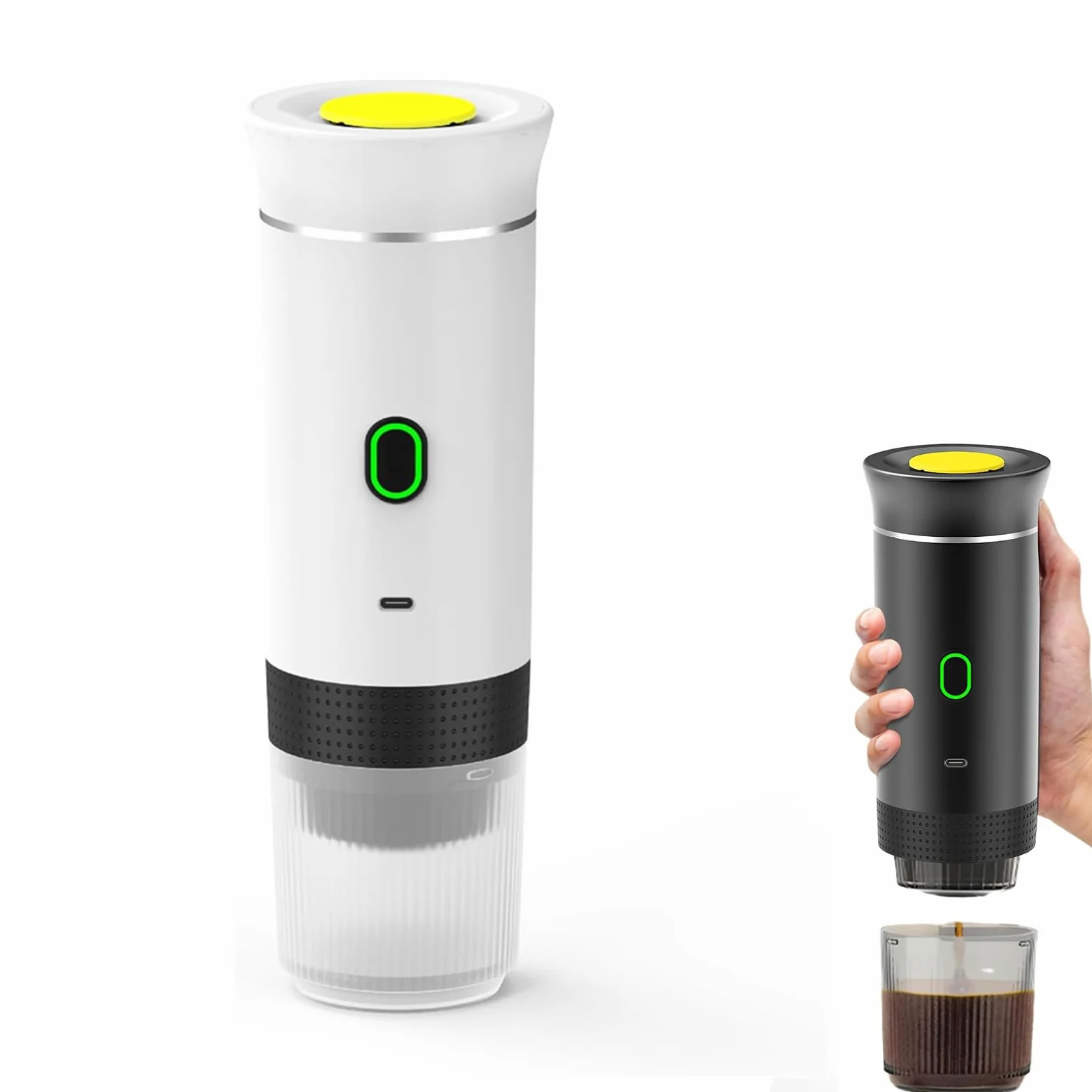 Eznaobo Cafetera Portátil Cafetera Cafetera de Café Café Portátil Cafetera Expresso Calefacción Eléctrica de Viaje para 12 V Coche y Camping (Blanco, 60 ml)