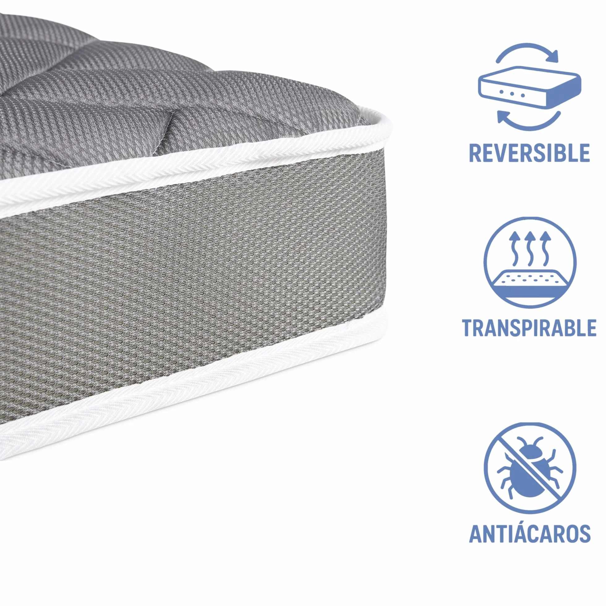 MATTREX | Colchón Cuna 60x120x12 cm EcoFoam HR Adapt Foam Reversible Verano e Invierno – Colchón Cuna 120x60 cm Transpirable 3D, Aloe Vera, antiácaros, Oeko-Tex, Hecho en España