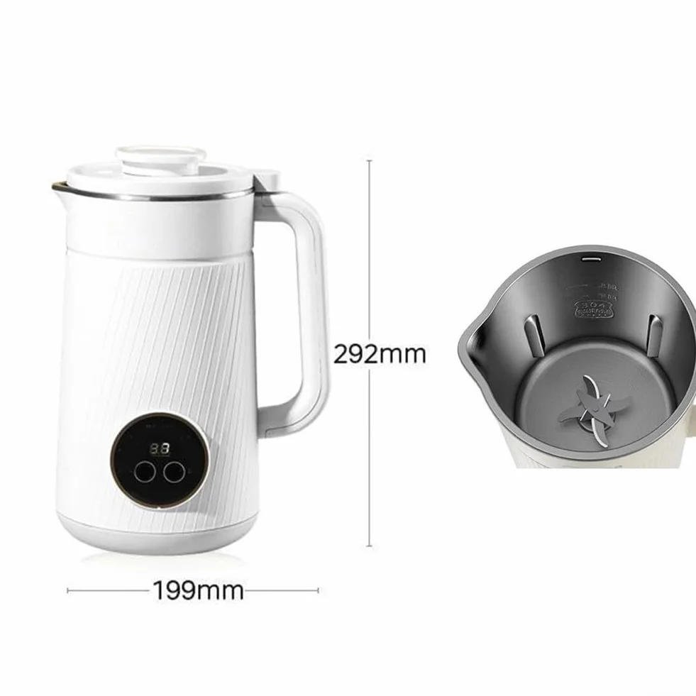 Máquina de leche multifuncional 8 en 1, máquina de leche de soja, máquina de leche vegetal, máquina de leche de soja multifuncional de 1200 ml, puede hacer bebidas caseras de leche de nueces (blanco)