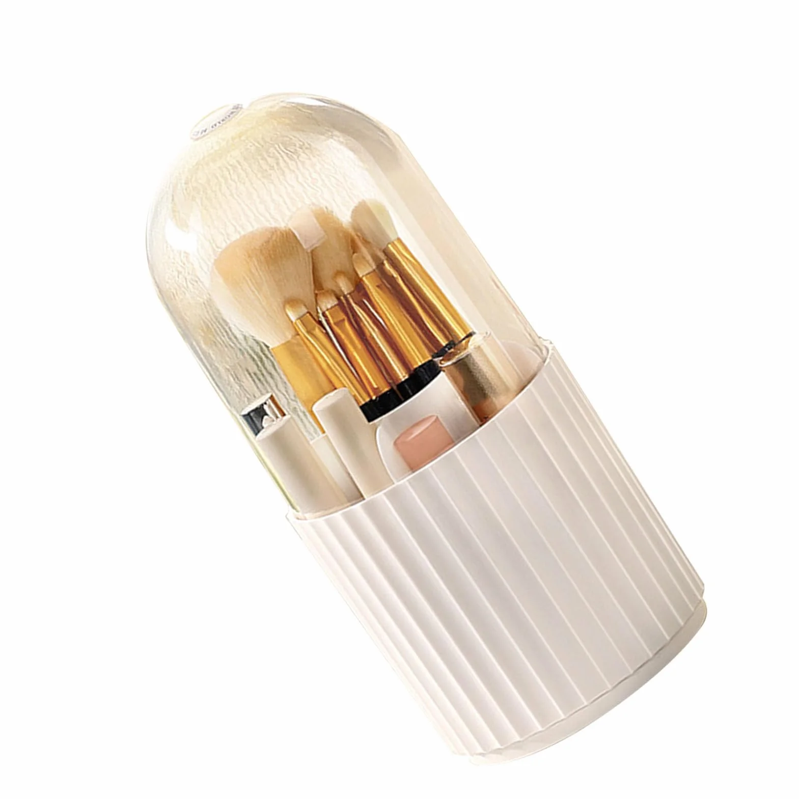 Organizador de brochas de maquillaje con tapa, giratorio de 360 ​​grados, gran capacidad, 5 compartimentos, soporte giratorio para cosméticos (Vertical pattern)