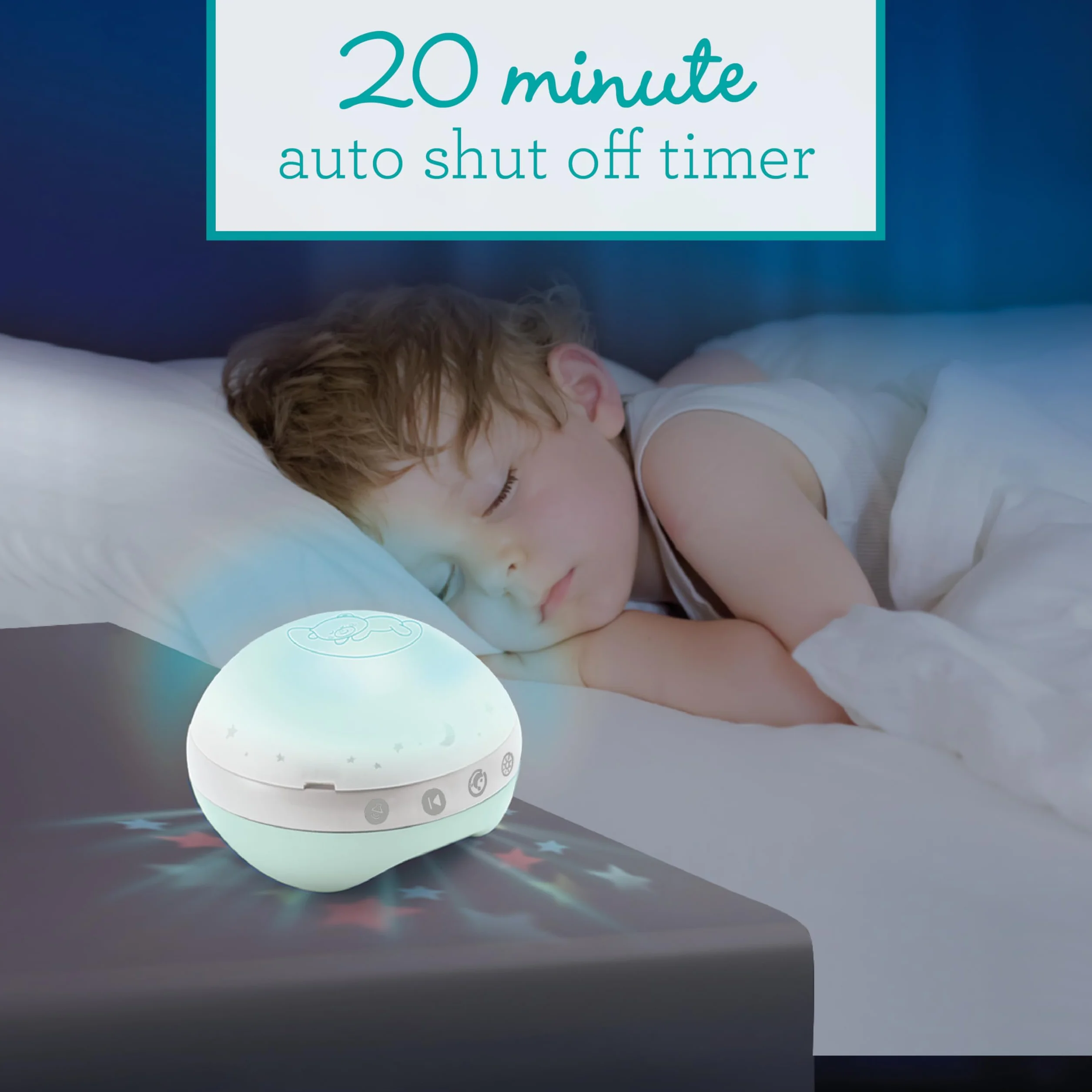 Infantino Proyector Musical Móvil 3-en-1 Convertible, Luz Nocturna y Proyector Infantil para Cuna, 6 Melodías & 4 Sonidos de la Naturaleza, Salvia