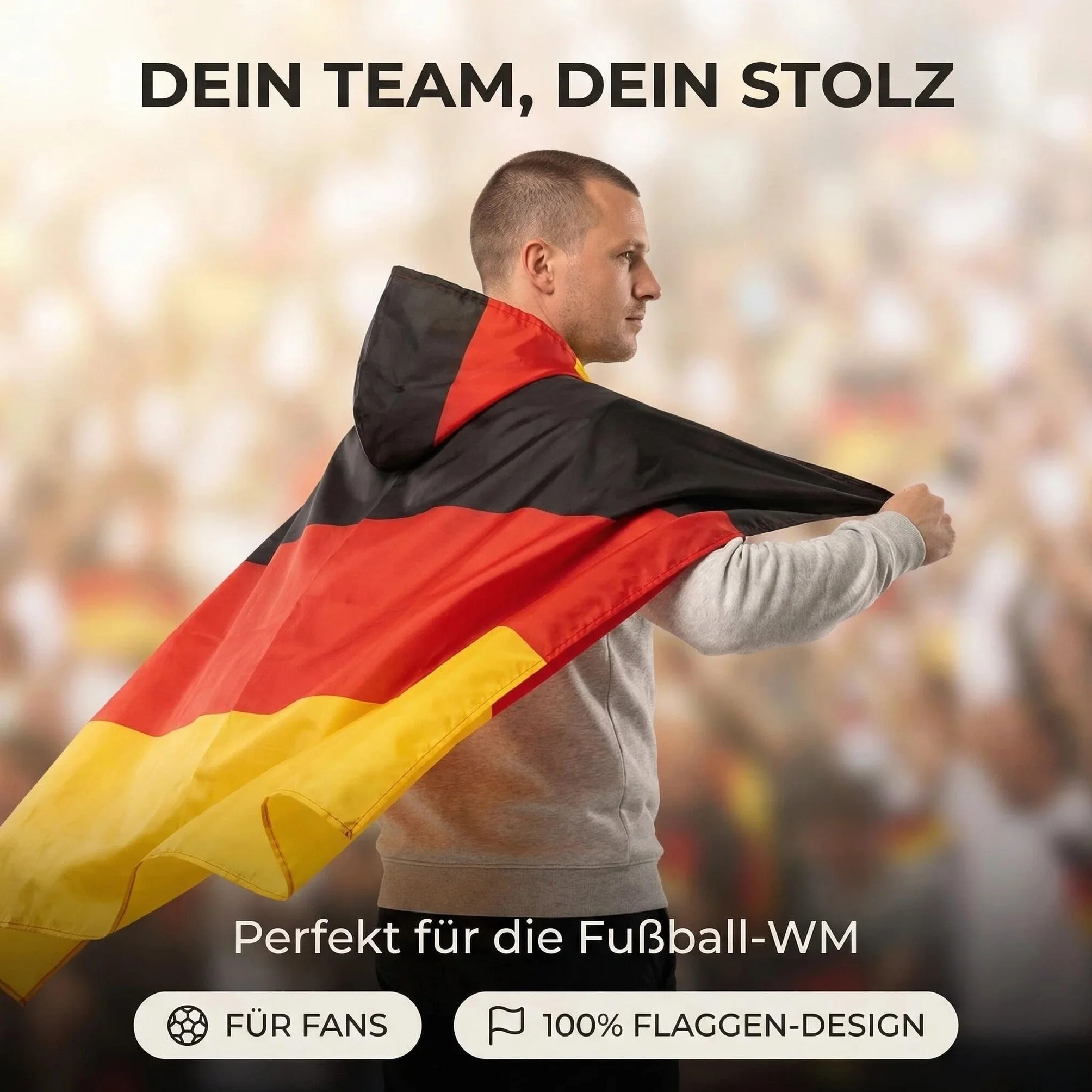 Bandera de Alemania 140 x 80 cm, 100% poliéster con mangas