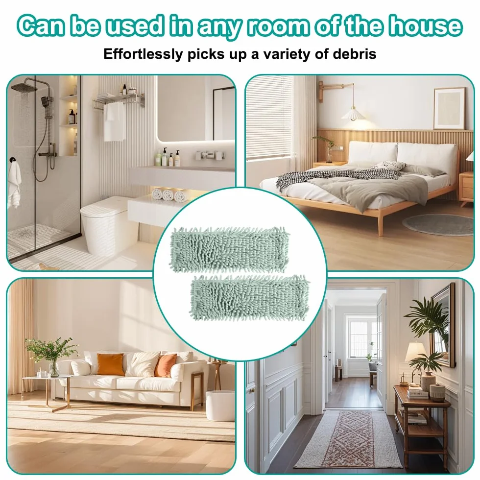 2 Piezas Mopa Funda de Recambio,43 x 13cm Recambio Fregona para Mopa Microfibra Kit,Repuesto de Almohadilla para Fregona,Paño de Repuesto Mopa Microfibra para Baldosas,Suelos Laminados,Suelos Madera