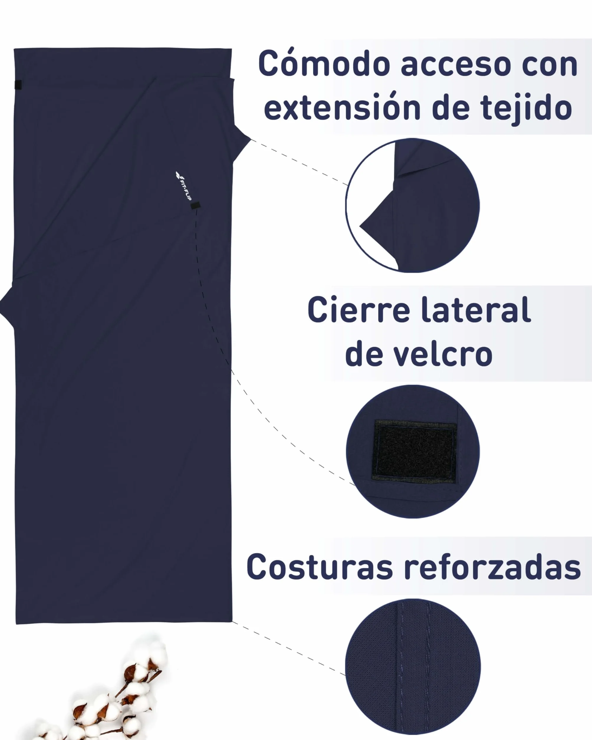 Fit-Flip Sábana Saco de Dormir Ultraligero 325g 310g con Compartimiento de Almohada