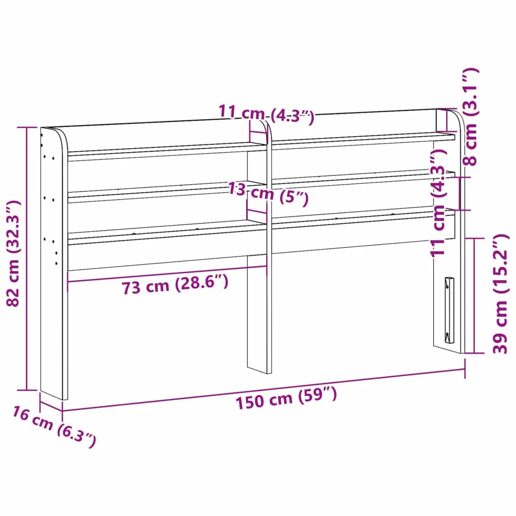 vidaXL Cabecero de Cama con estantes Madera Maciza Pino Blanco 140 cm, cabecero de Cama, cabecero de Madera Maciza, cabecero con estantes