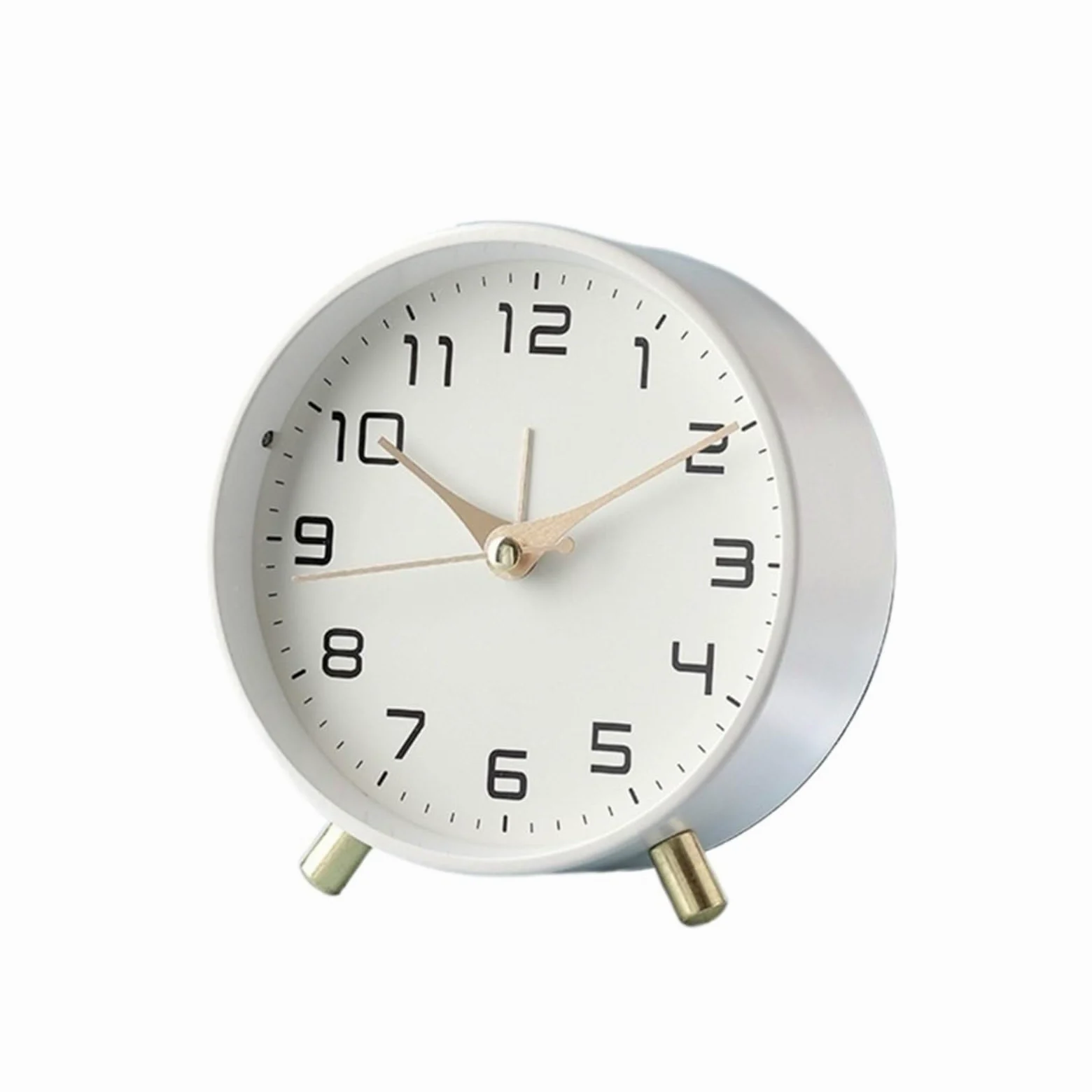 Despertador, Reloj de escritorio pequeño, analógico, silencioso(White)