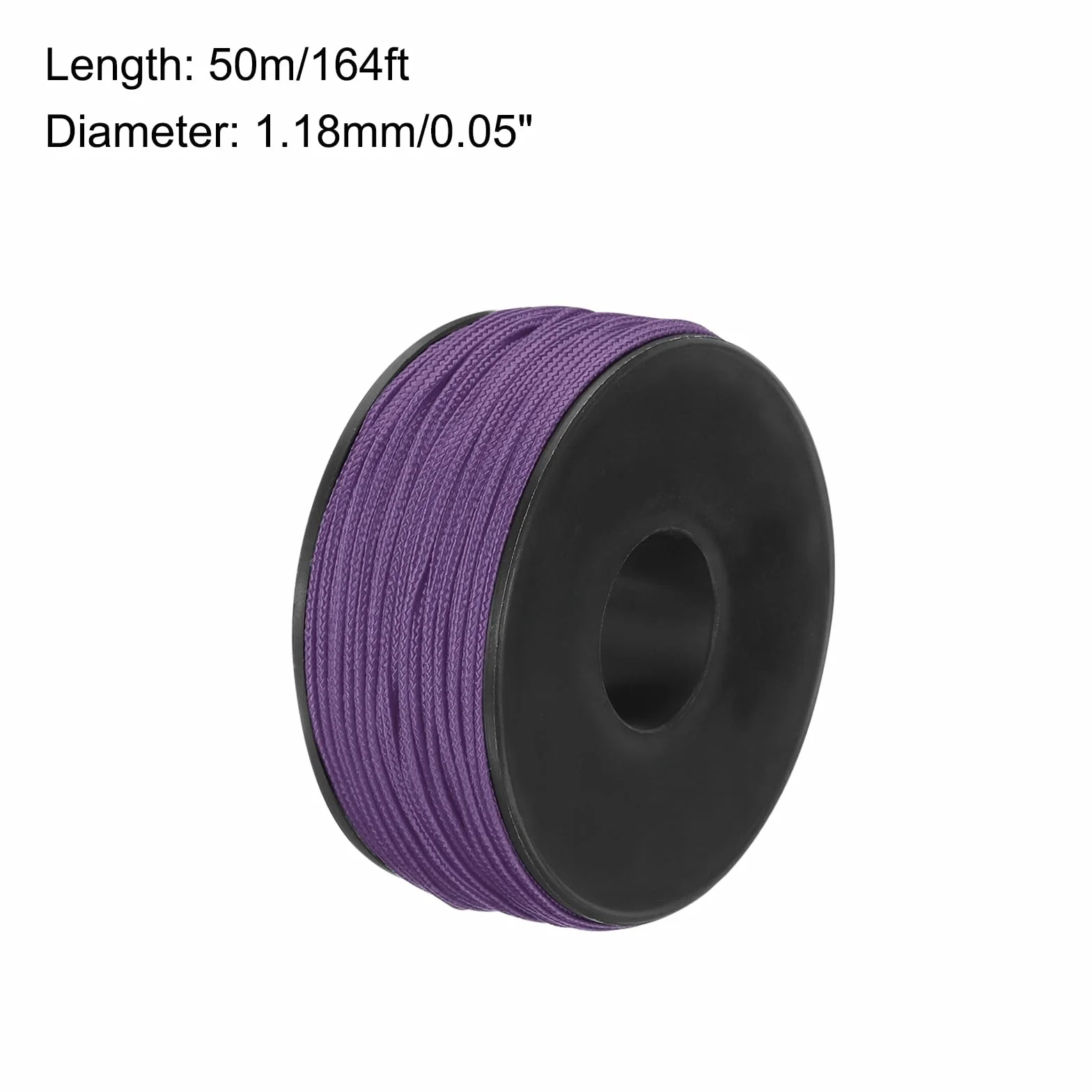 Micro Cuerda de Paracaídas 1.18mm x 164 Pies 100 LB Poliéster Trenzado Fuerte Carrete de Hilo Púrpura