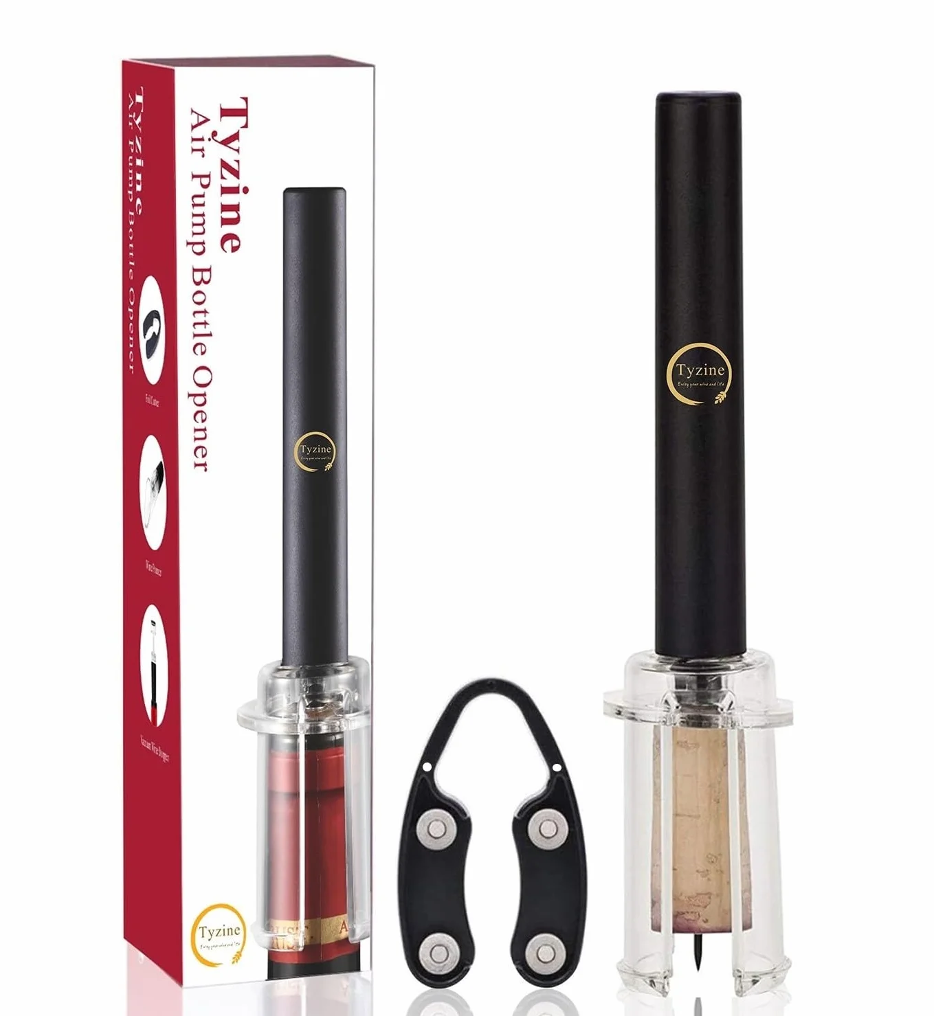 Juego de abridor de botellas de bomba de presión de aire para vino con cortador de aluminio, sacacorchos simple sacacorchos, sacacorchos eficiente, herramienta fácil de atornillar, ideal para