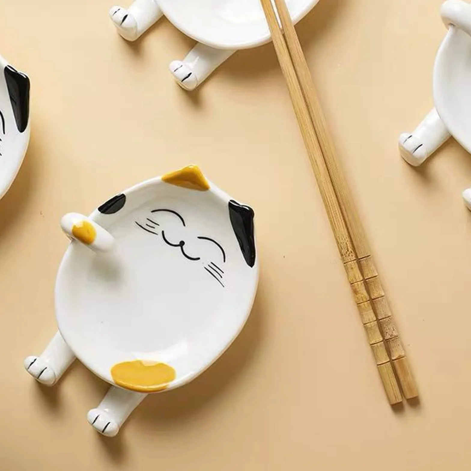 Soporte para Cuchara Cerámica Diseño Animales, Cuchara de Cerámica para Estufa, Resto de la Cuchara, para Decoración de Cocina, Hotel de Decoración de Mesa (Amarillo)