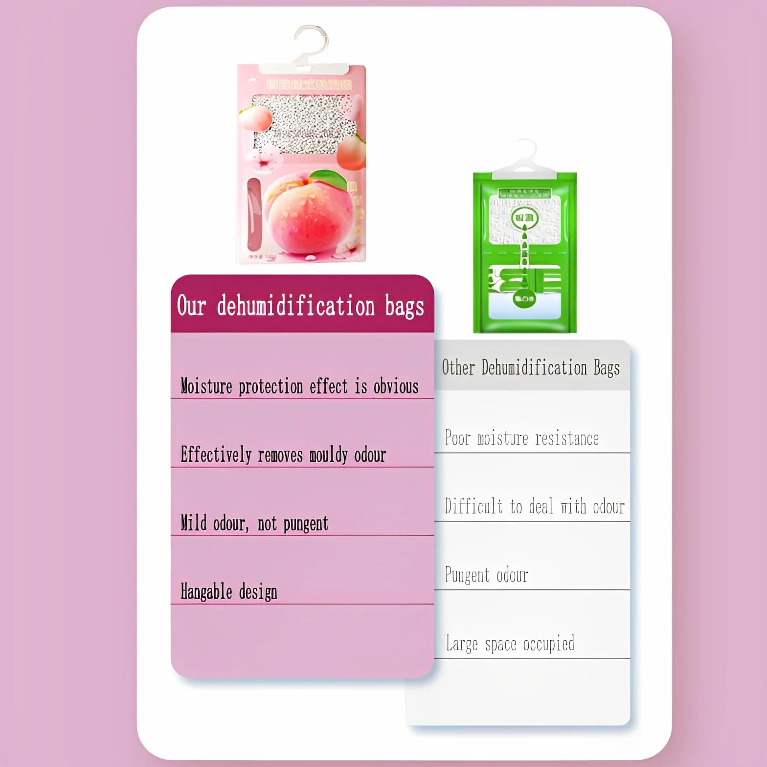 5 Piezas x 100 g Bolsas Antihumedad con fragancia, Deshumidificadores Armarios, Absorbentes de humedad para Colgar, Eliminar la Humedad para Armarios, Cuartos de Lavado, Eliminar Olores Desagradables