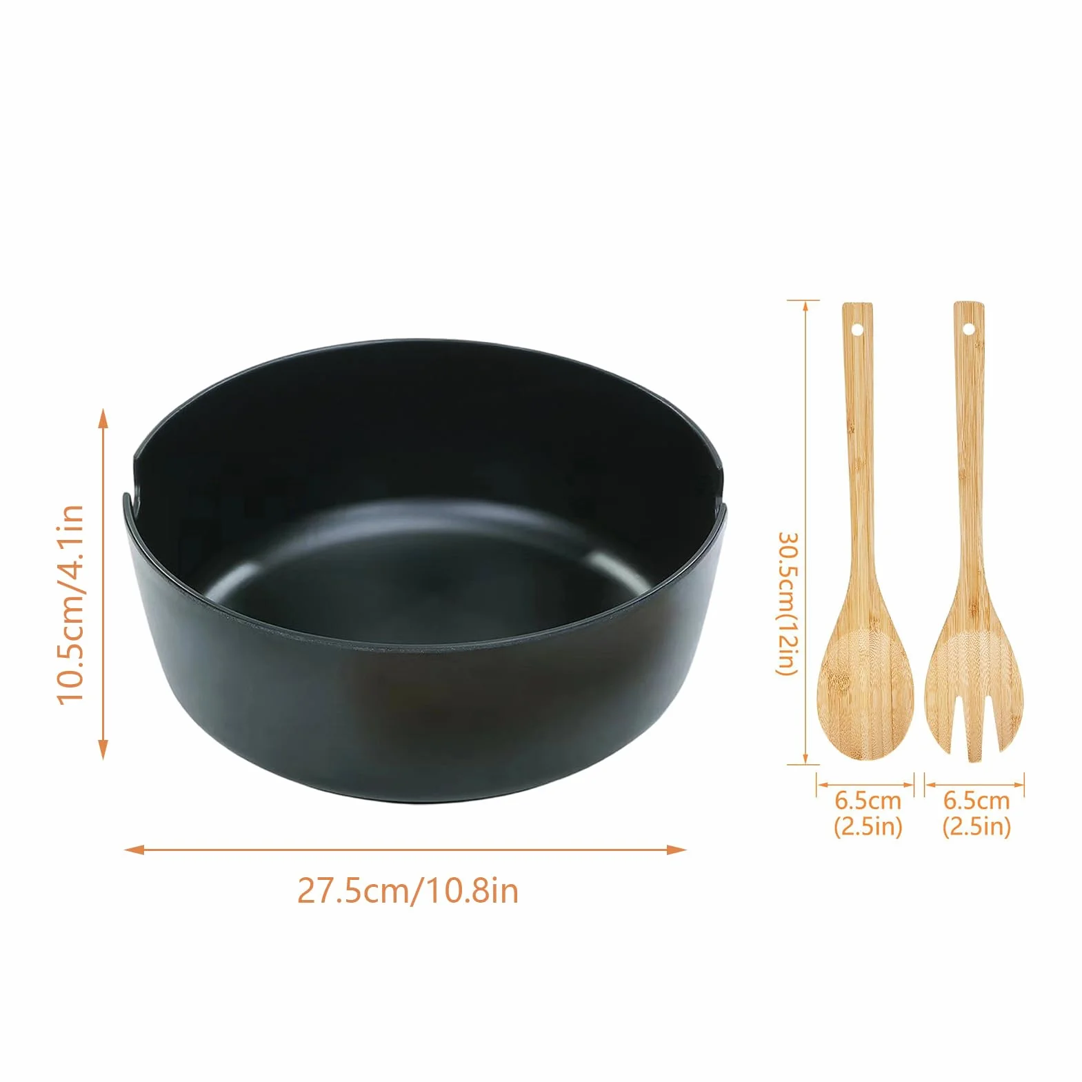 Ensaladera Grande Ensaladeras De Madera Vajilla Cuchara Tenedor | Boles Grandes para Ensaladas y Comer Verduras Pasta Cereal Fideos Preparación Comidas Cocinar Casa Camping Barbacoa