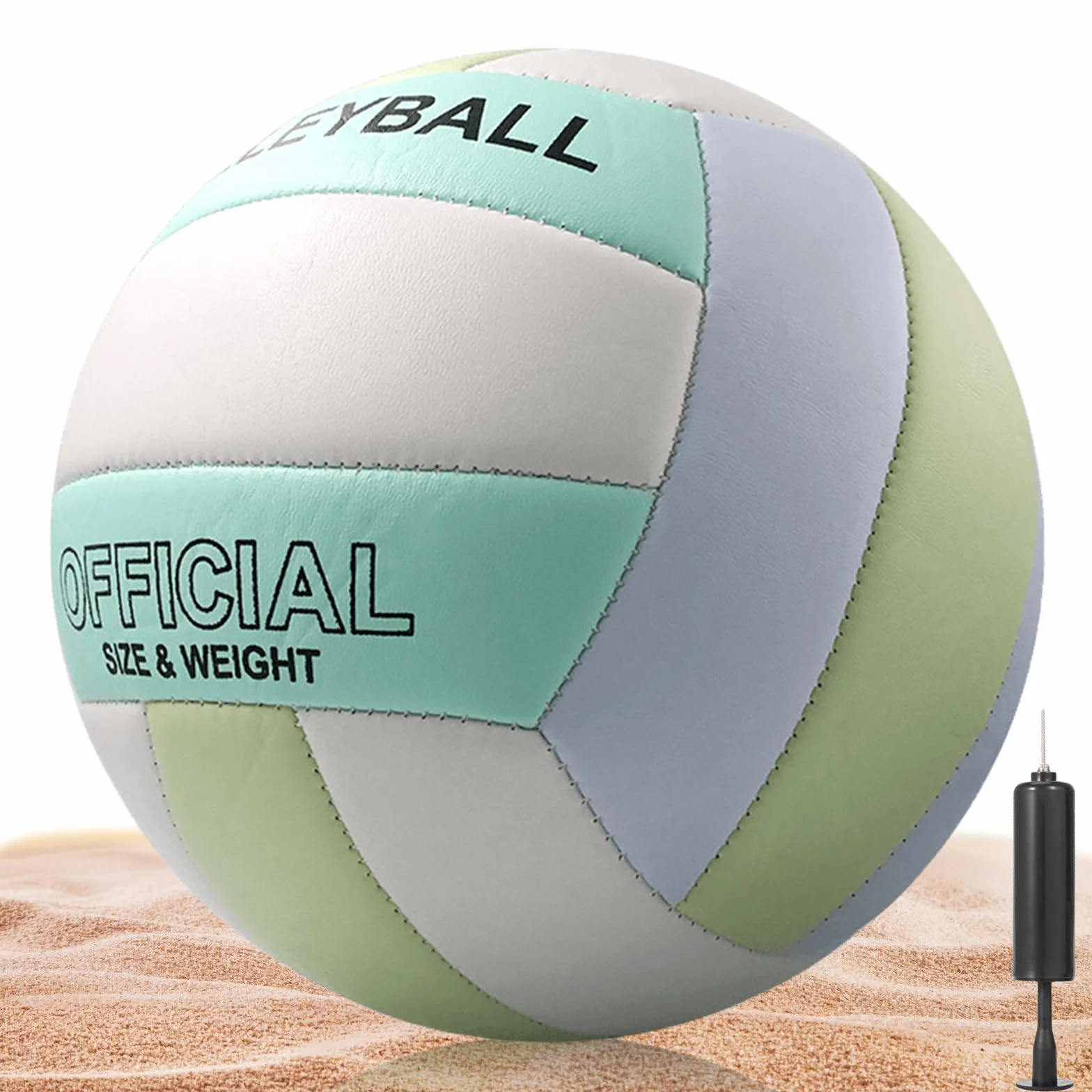 Balón de voleibol oficial tamaño 5: pelota de playa con inflador, poliuretano suave interior exterior entrenamiento deportivo arena