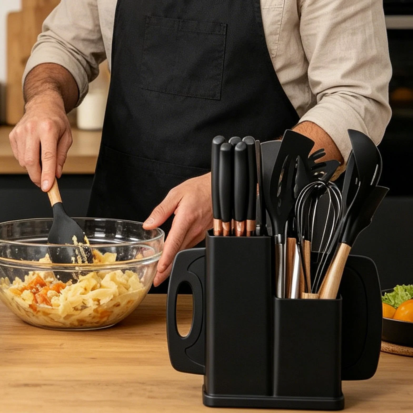 Juego De Utensilios De Cocina Kit 19 Piezas En Silicona Antiadherente | Juego De Cocina Con Utensilios Para Interior Casa Mostrador Encimera Apartamento Familia Doméstico