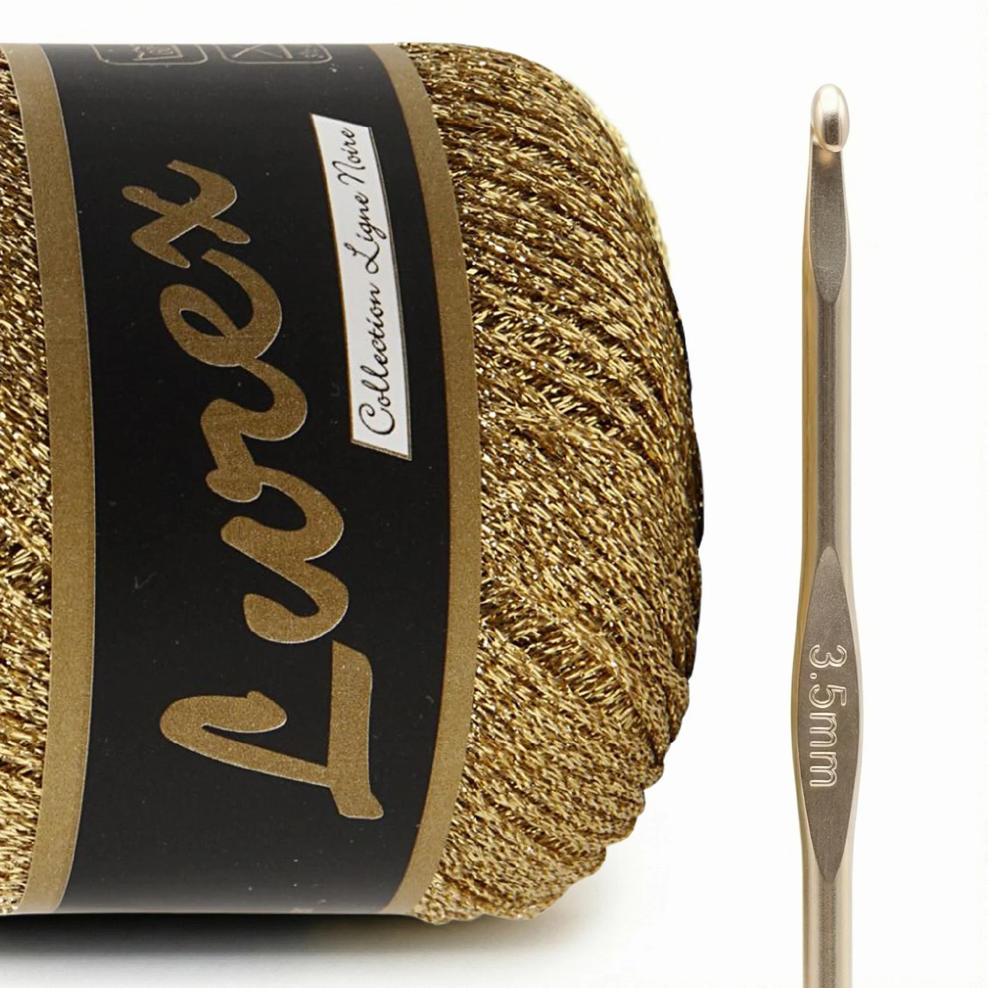 Lana con purpurina, L: 160 m, color dorado, 25 g