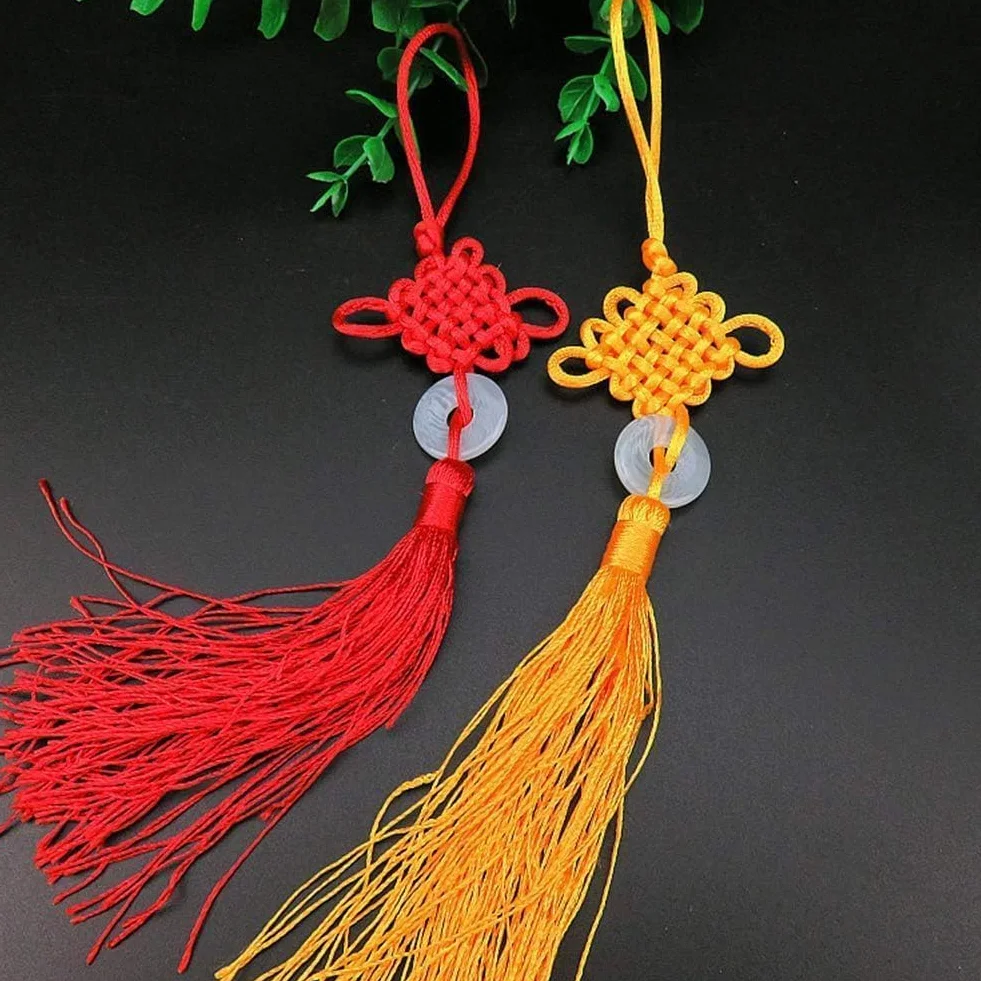 2 colgantes de borla de jade de la suerte con nudo chino rojo para suerte, riqueza, salud, éxito, regalos de Año Nuevo, decoración del hogar para amigos, familia, amante