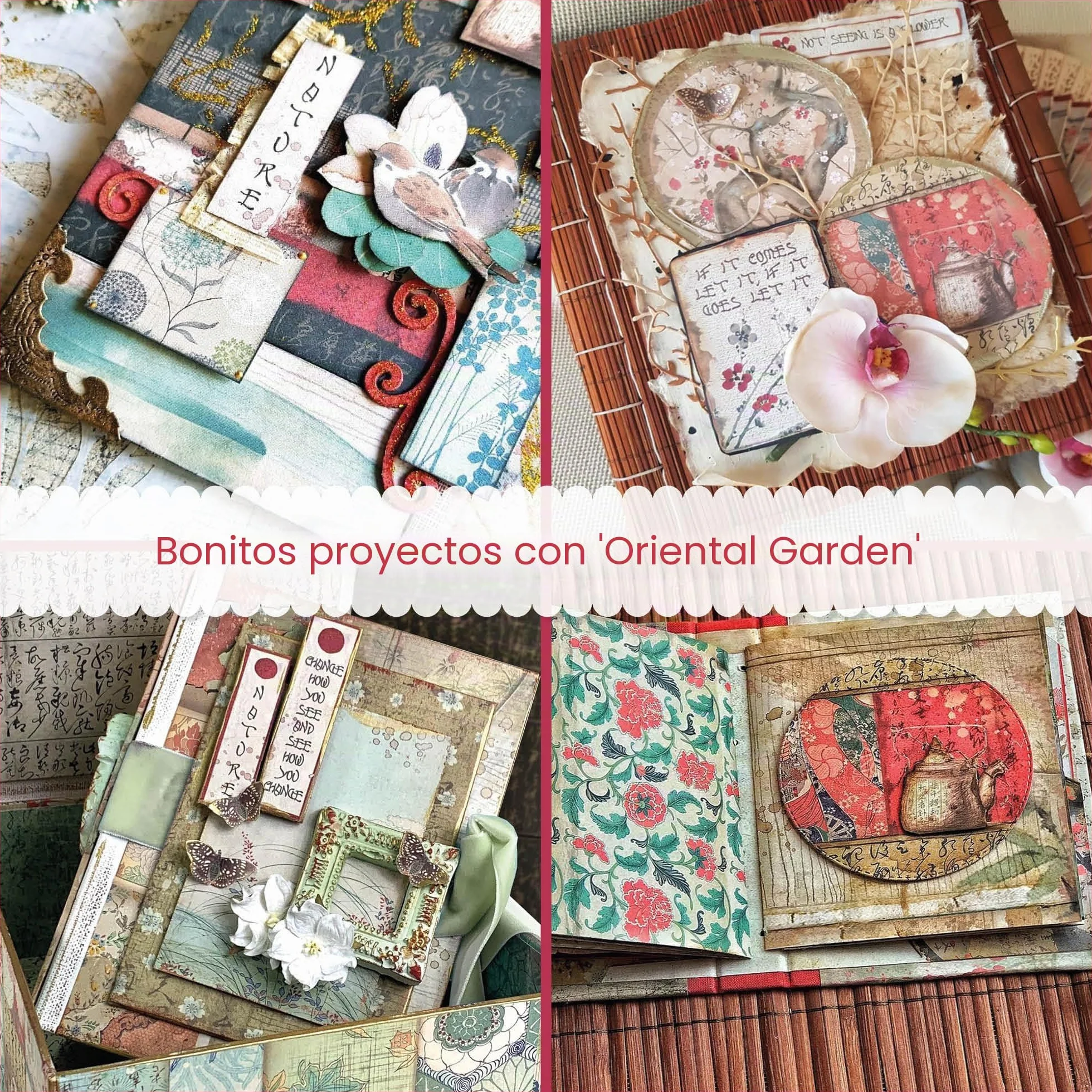 STAMPERIA SBBS09 Oriental Garden-Bloc de Papel (10 Hojas, 20,3 x 20,3 x 8 Pulgadas, Doble Cara), Multicolor, talla única
