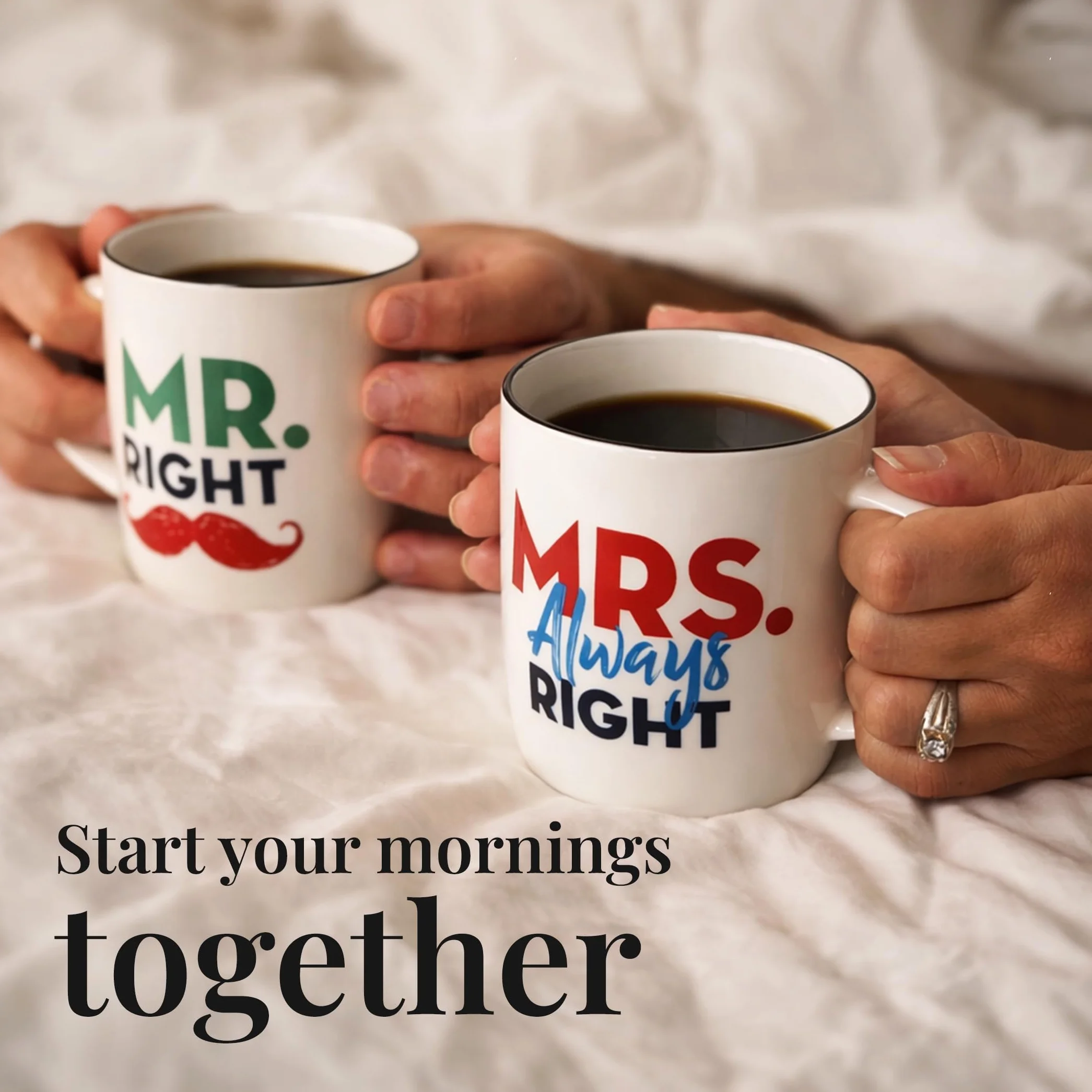 Gifffted Duo Mr Right Et Mrs Always Right, Taza Original Idea Regalo Cumpleaños Boda Para Pareja, Mujer, Hombre, Amigos, Amante Ella, Él, Noel, Cafe, Taza Humor