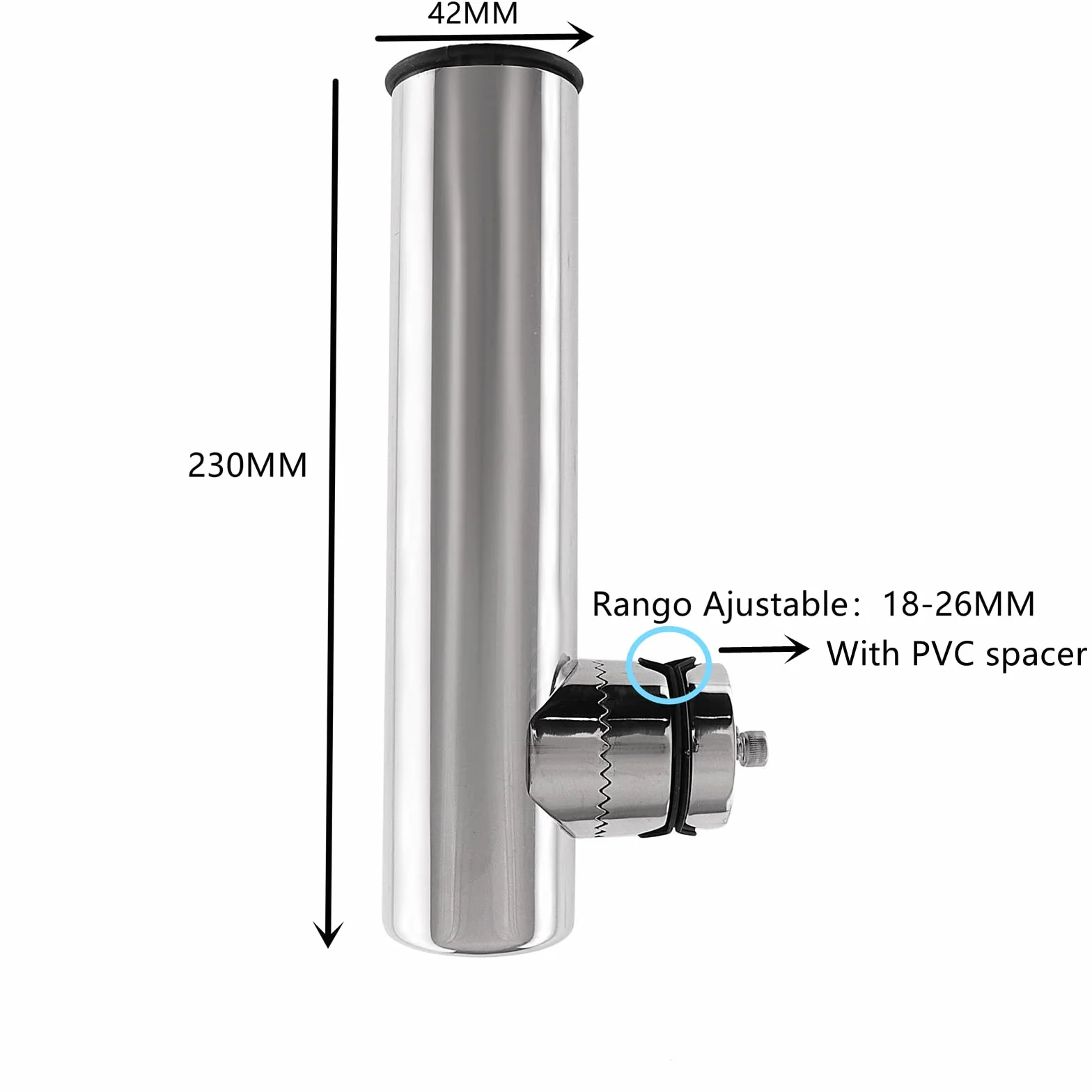 KAOLALI 2PCS Abrazadera para Soporte de Caña de Pescar, Soporte de Pesca de Acero Inoxidable, Carriles de Soporte de 18 mm a 26 mm Ideal para Barcos Yates