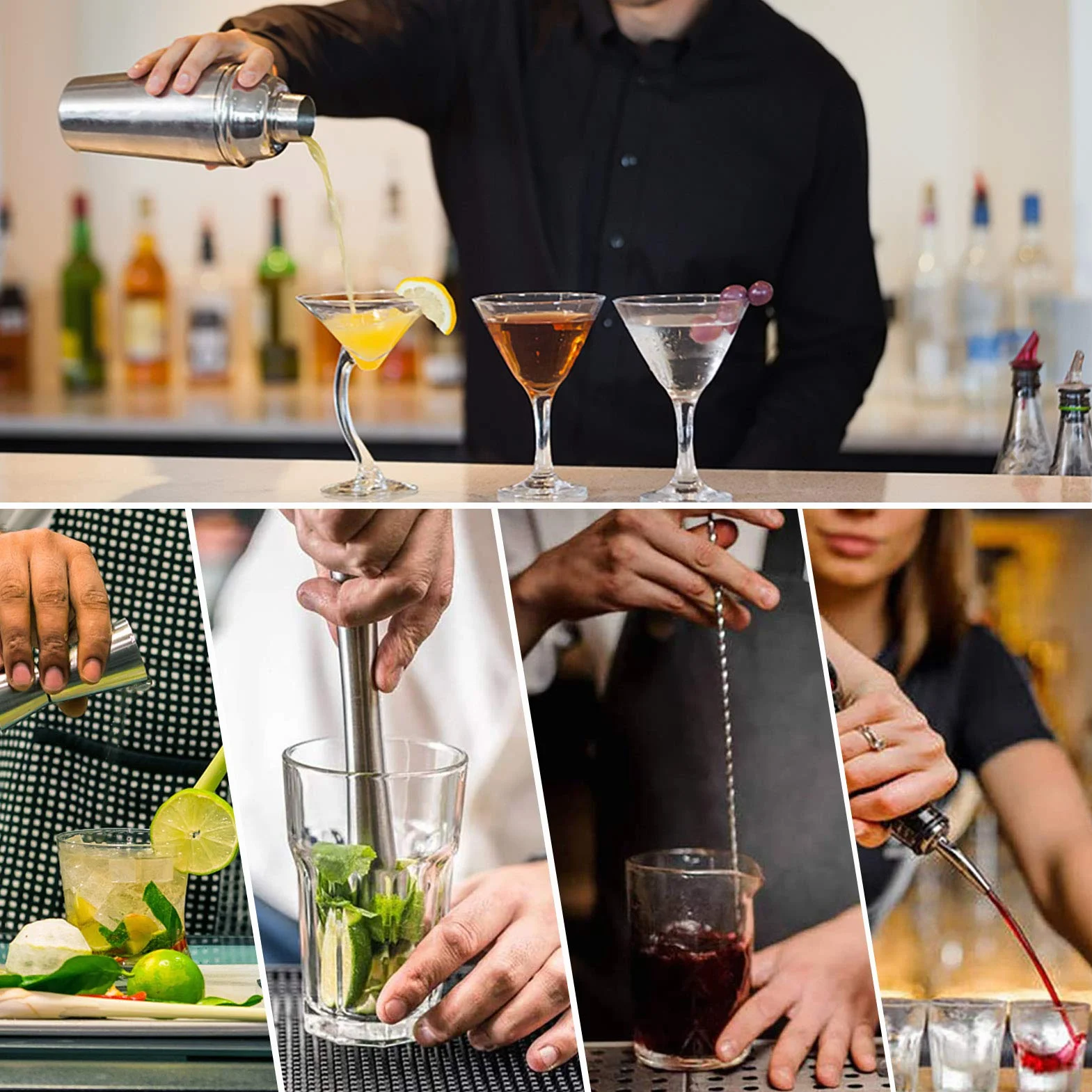 LIVEHITOP Juego Coctelera, 12 Piezas Juego Preparación Cócteles con Coctelera 750 ml, Equipo Barman Profesional para Bar, Fiesta, Hogar